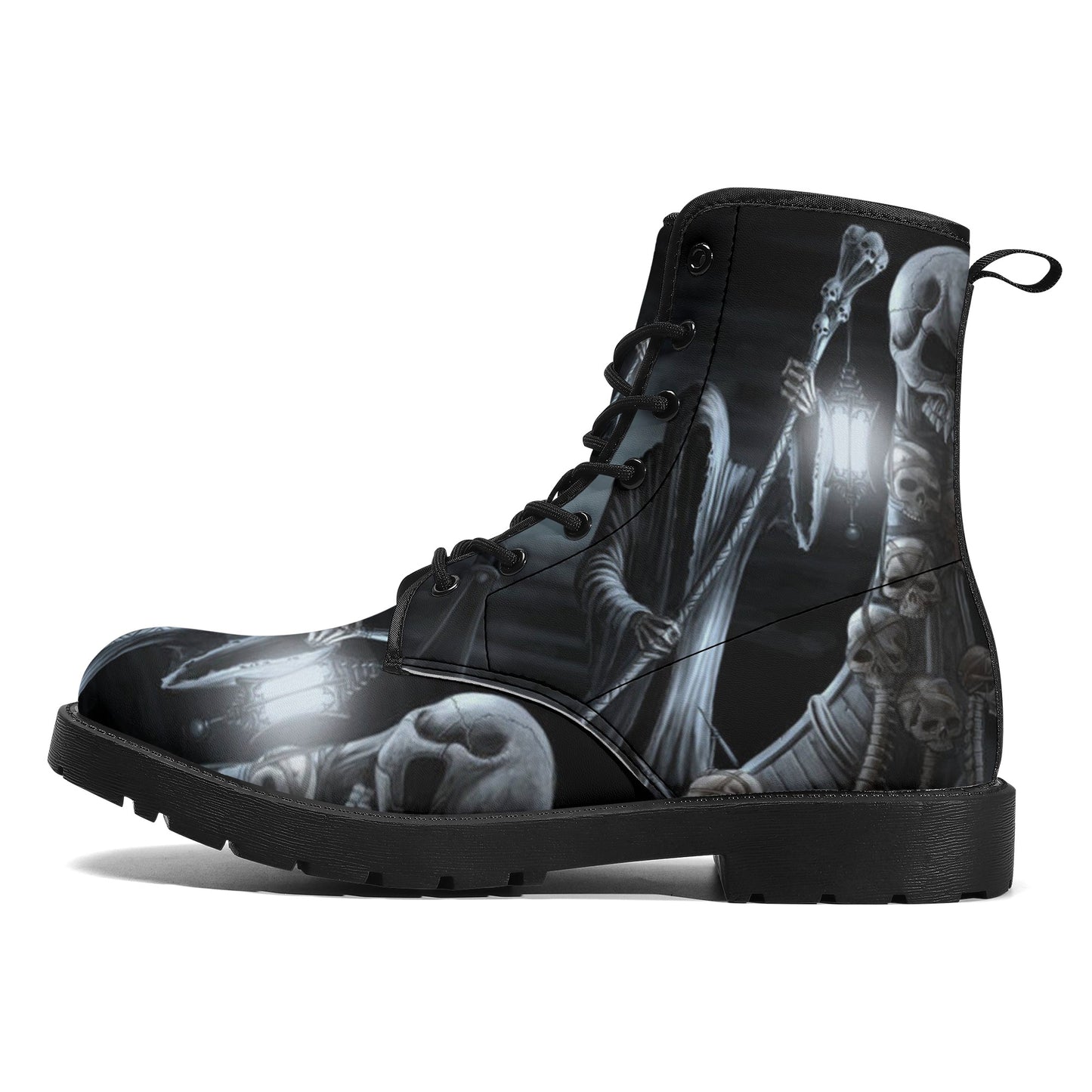 Skull boots, sugar skull leather boots, Halloween skeleton boots for women