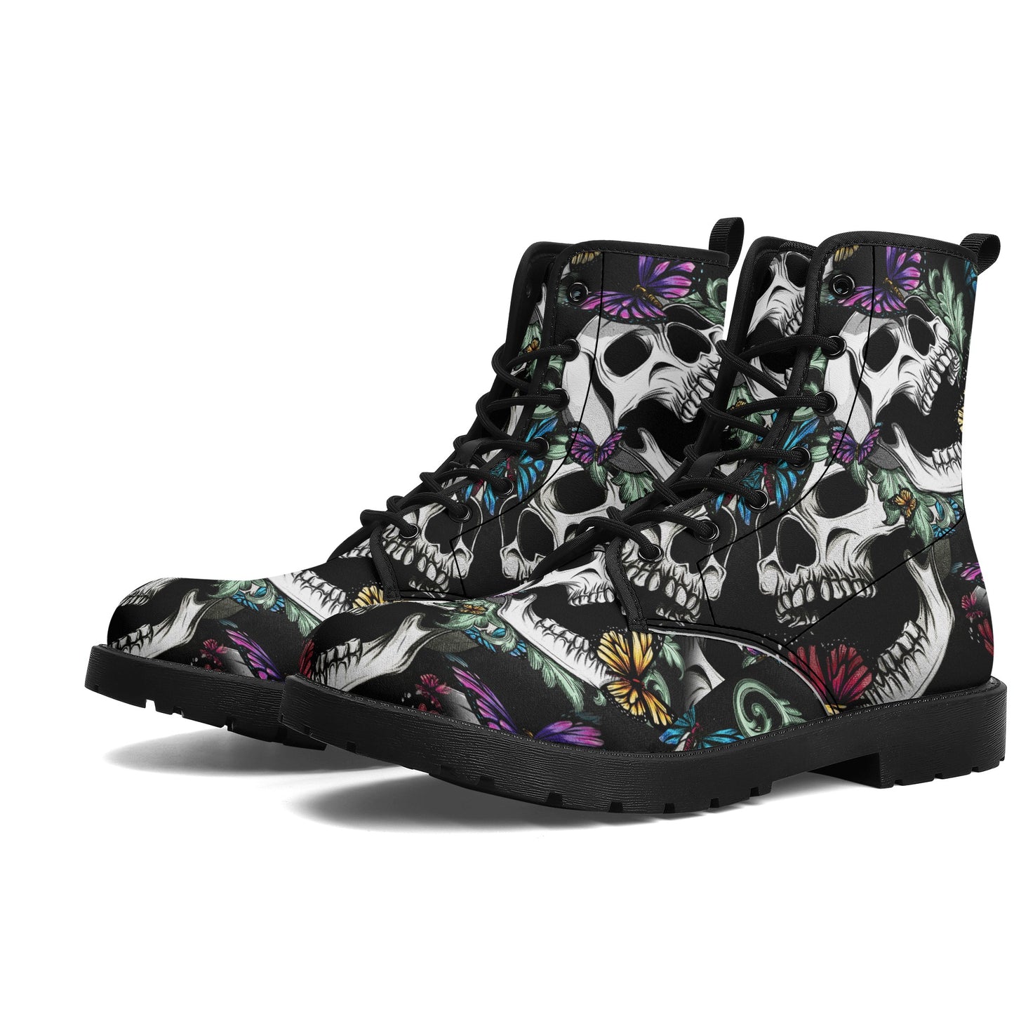 Skull boots, sugar skull leather boots, Halloween skeleton boots for women