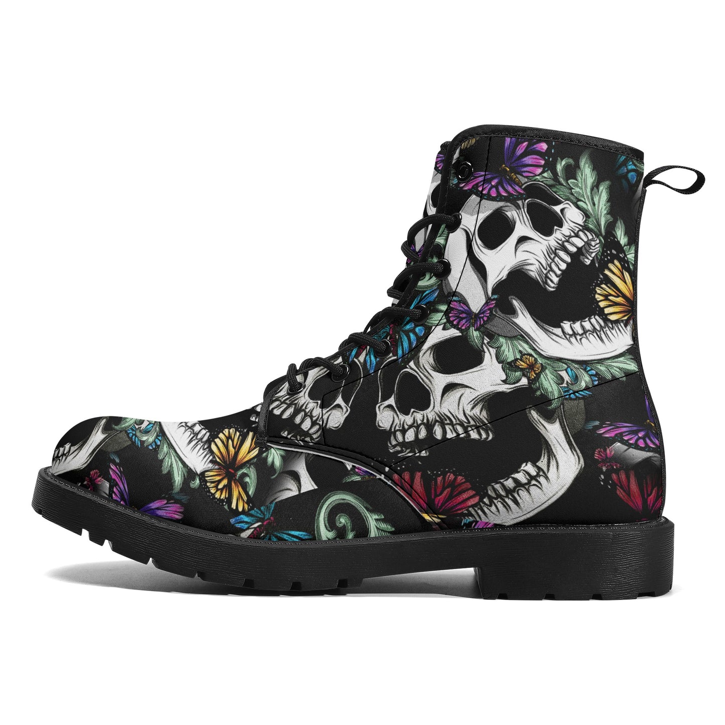 Skull boots, sugar skull leather boots, Halloween skeleton boots for women