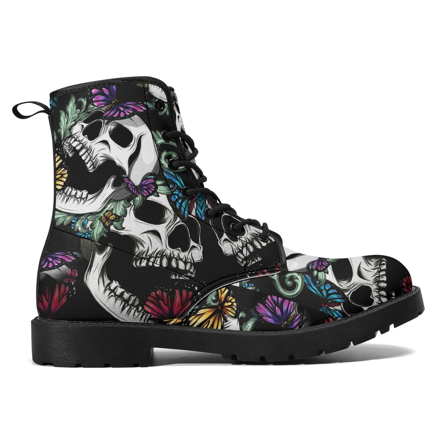 Skull boots, sugar skull leather boots, Halloween skeleton boots for women