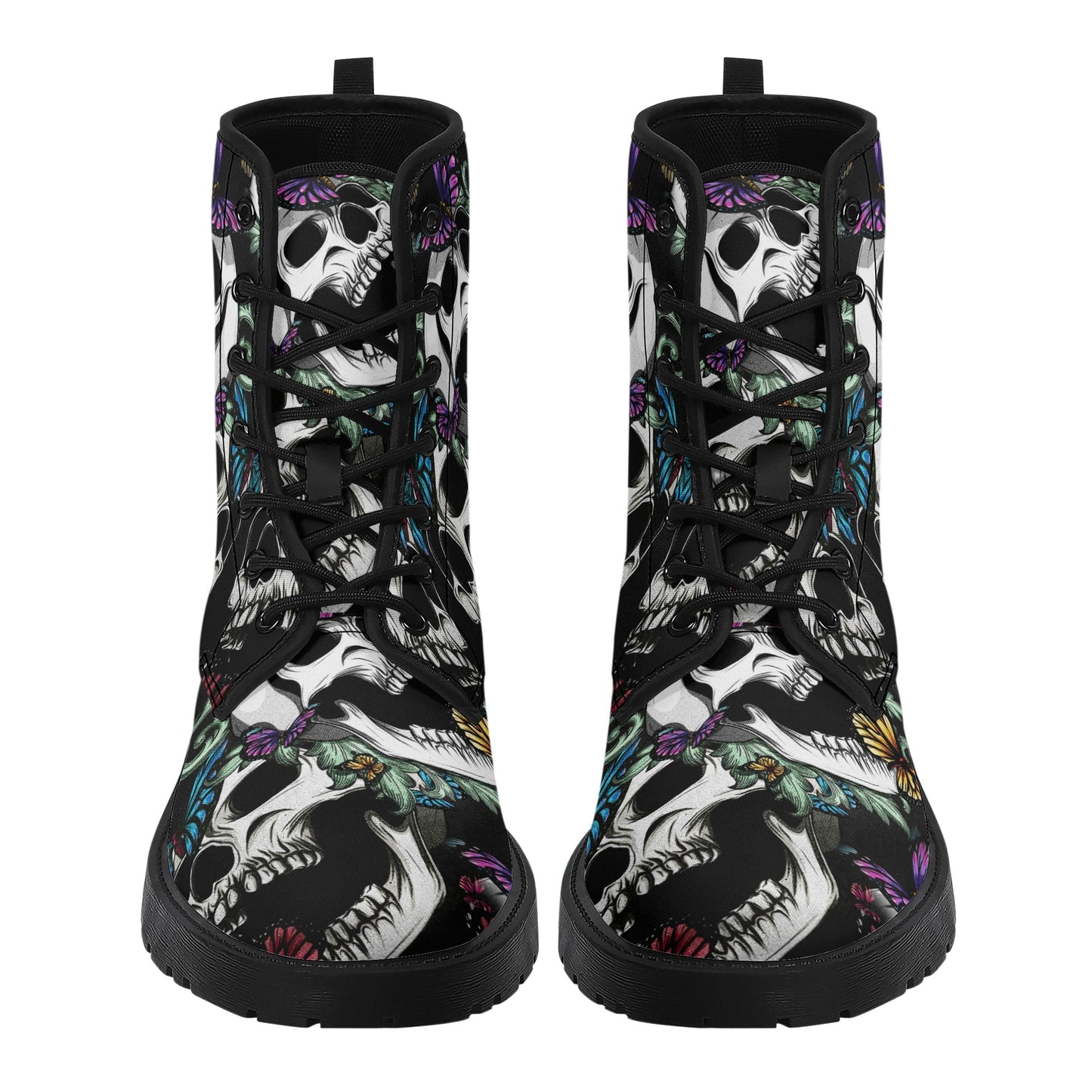 Skull boots, sugar skull leather boots, Halloween skeleton boots for women