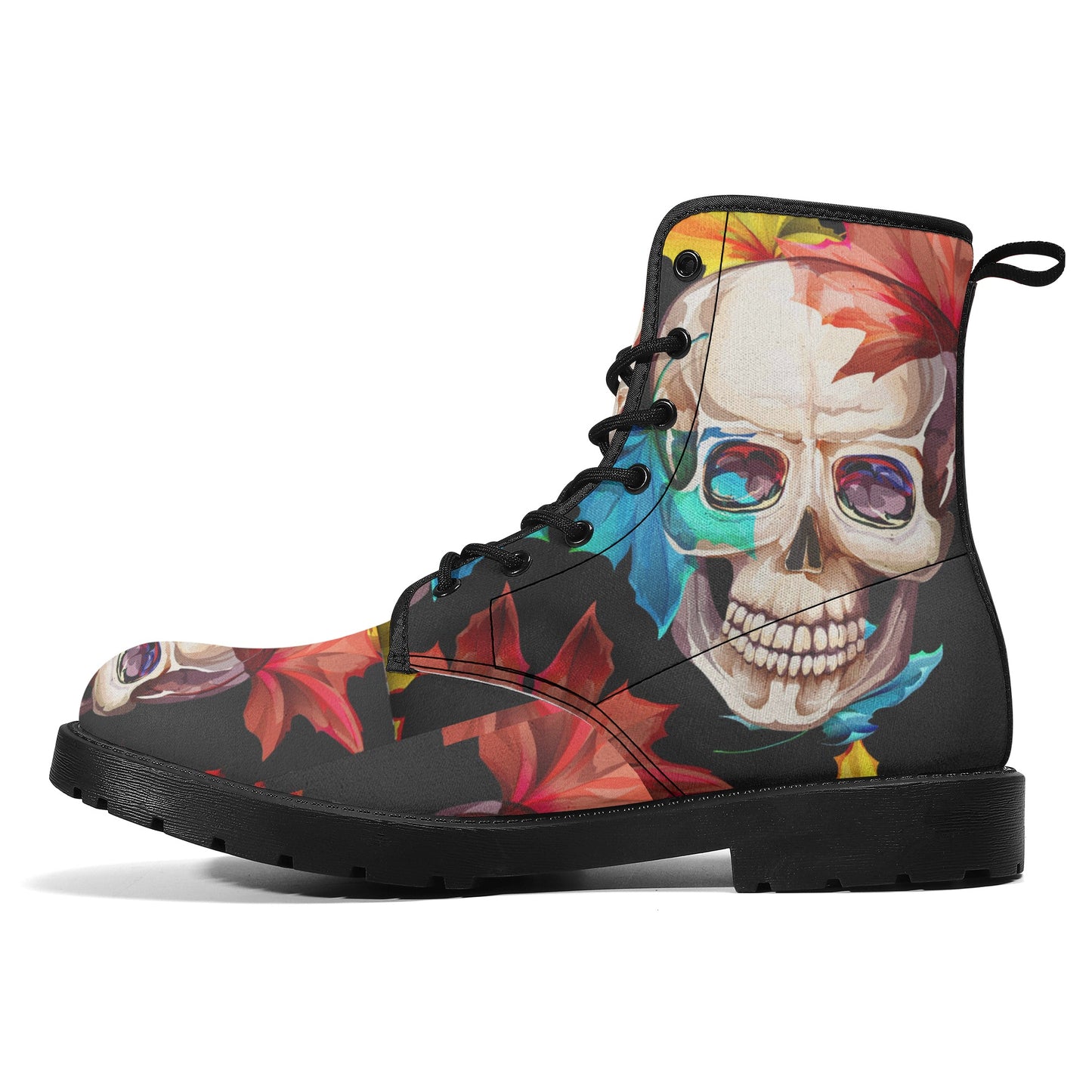 Skull boots, sugar skull leather boots, Halloween skeleton boots for women