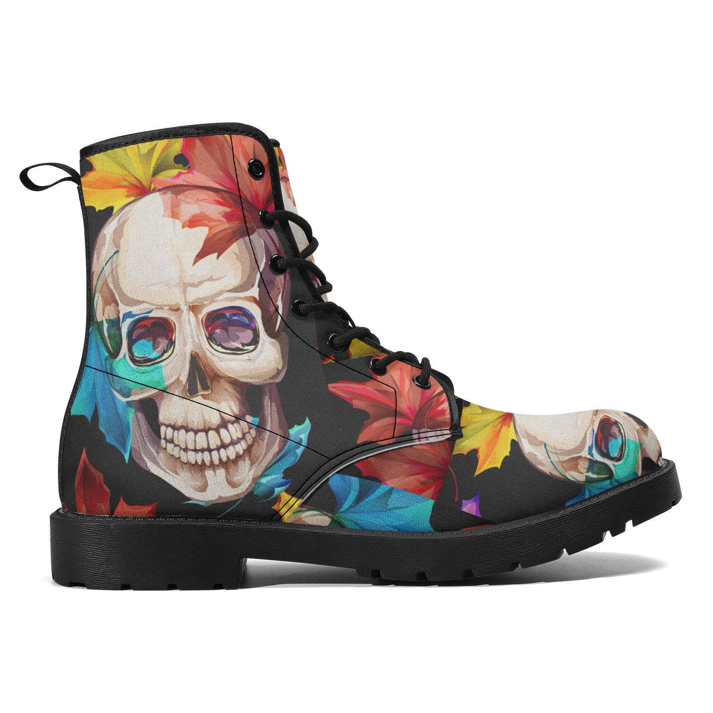 Skull boots, sugar skull leather boots, Halloween skeleton boots for women