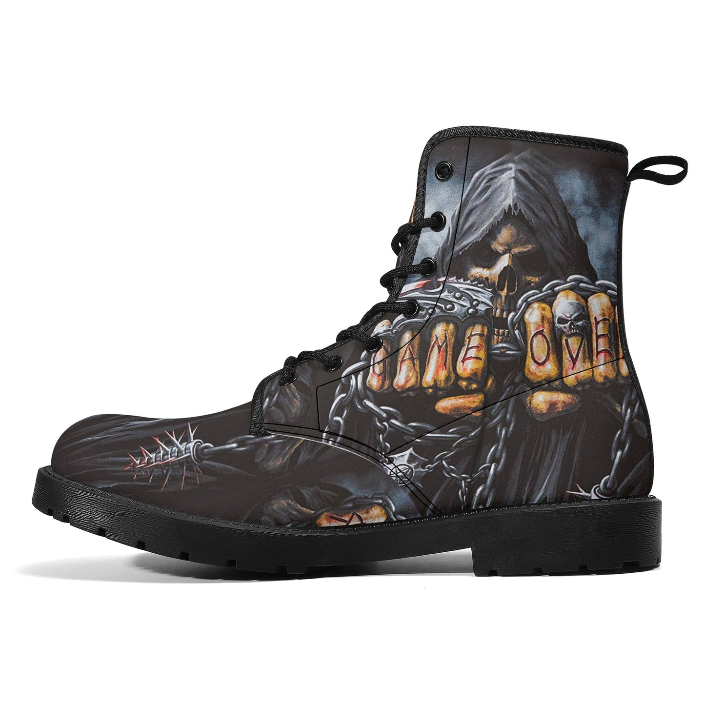 Gothic skull boots, sugar skull boots, Halloween skeleton boots, grim reaper boots