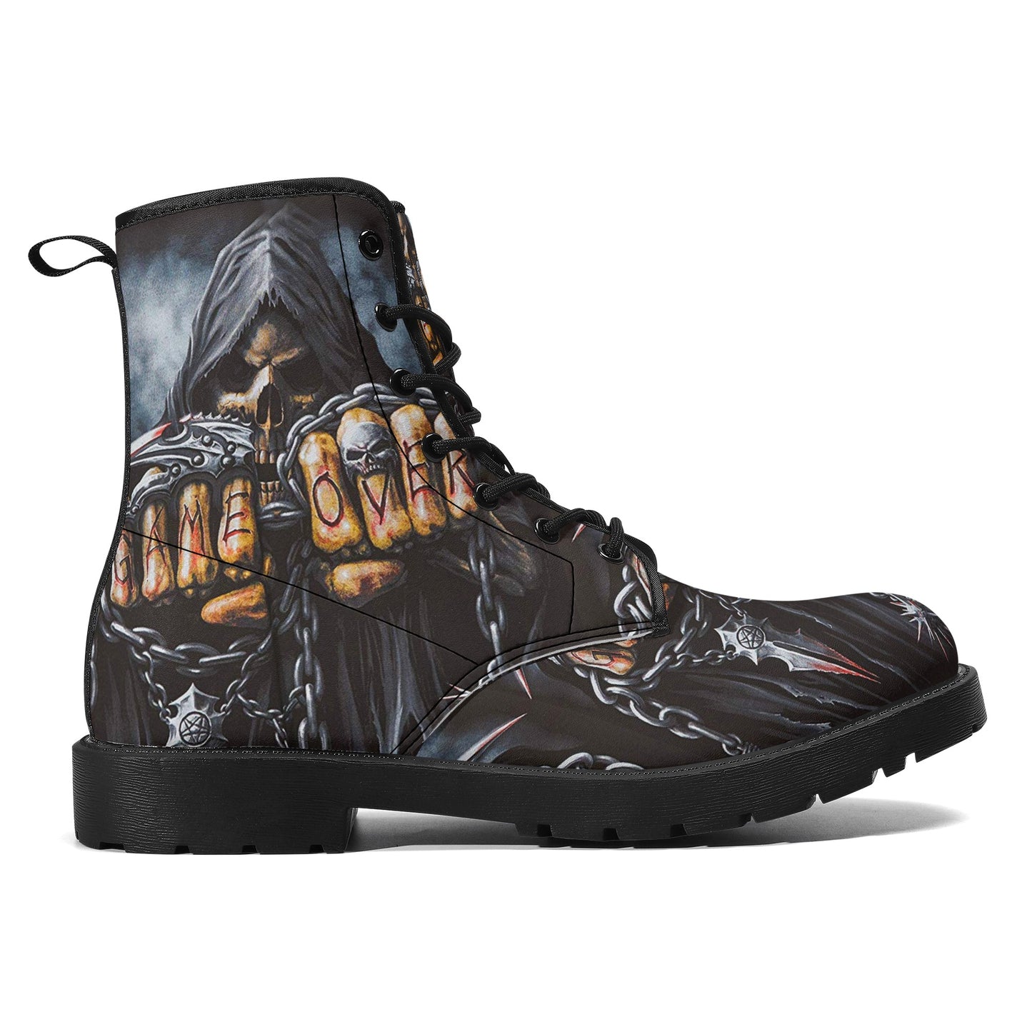 Gothic skull boots, sugar skull boots, Halloween skeleton boots, grim reaper boots