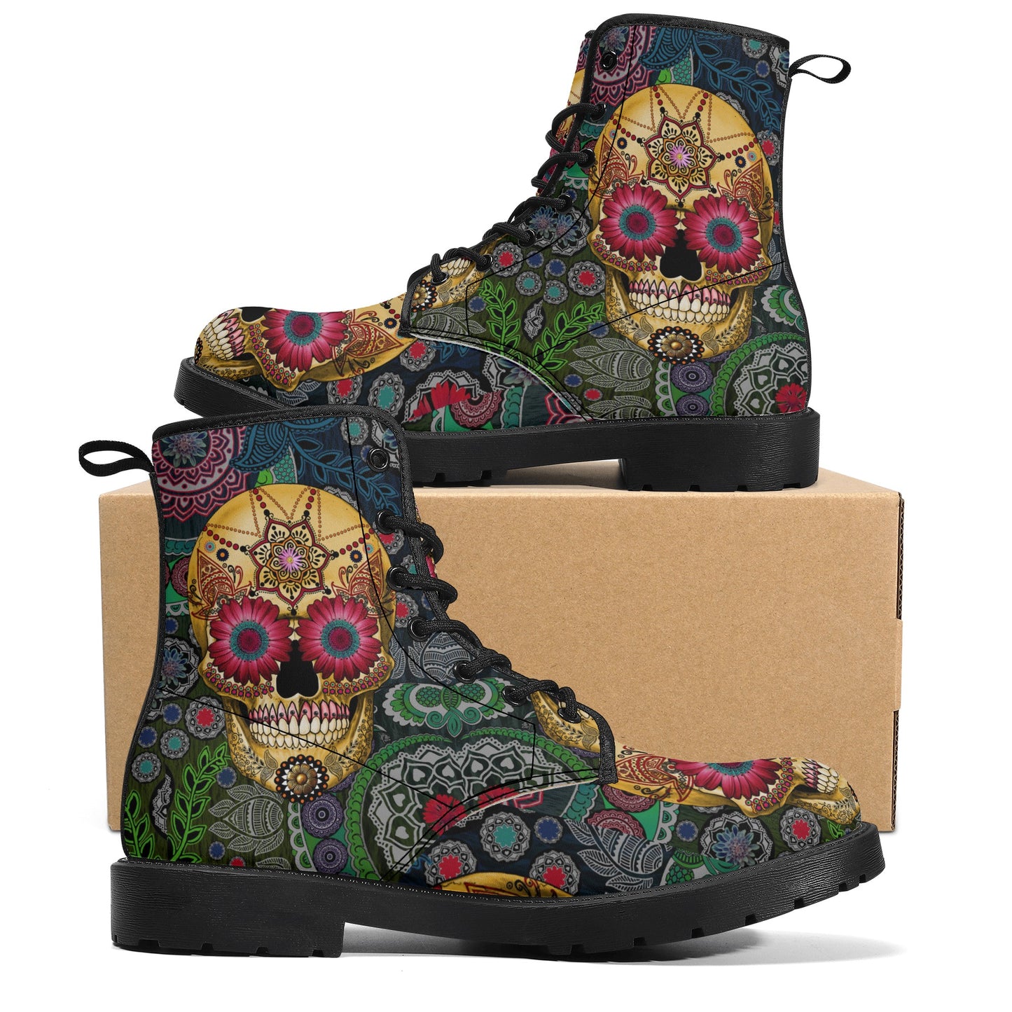 Gothic skull boots, sugar skull boots, Halloween skeleton boots, grim reaper boots
