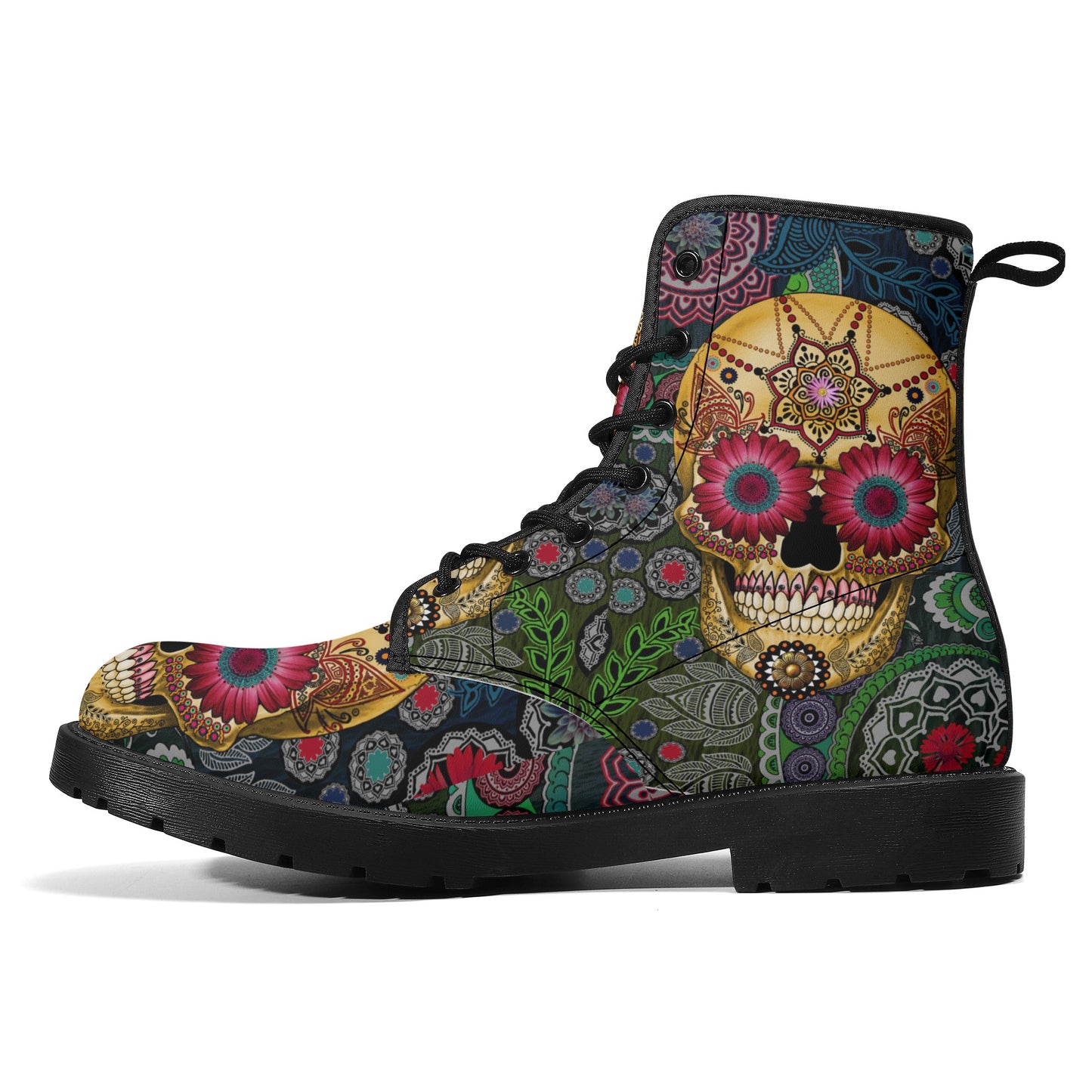 Gothic skull boots, sugar skull boots, Halloween skeleton boots, grim reaper boots