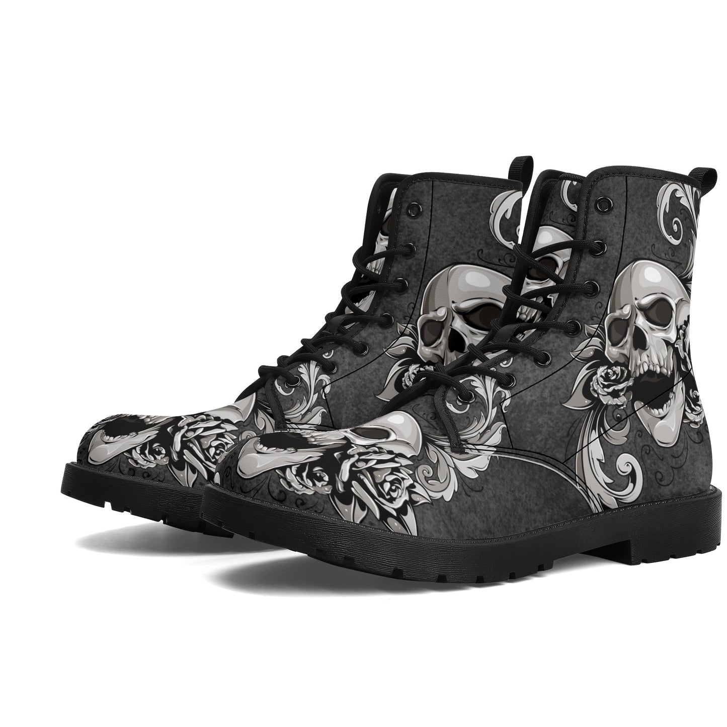 Gothic skull boots, sugar skull boots, Halloween skeleton boots, grim reaper boots