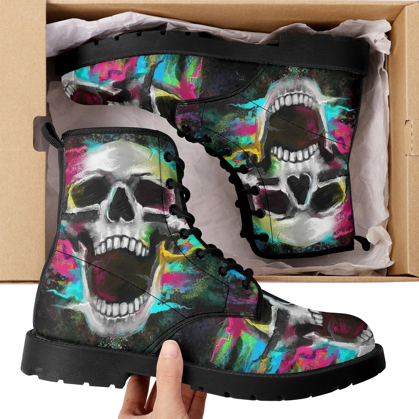 Skull boots, sugar skull boots, candy skull Halloween boots