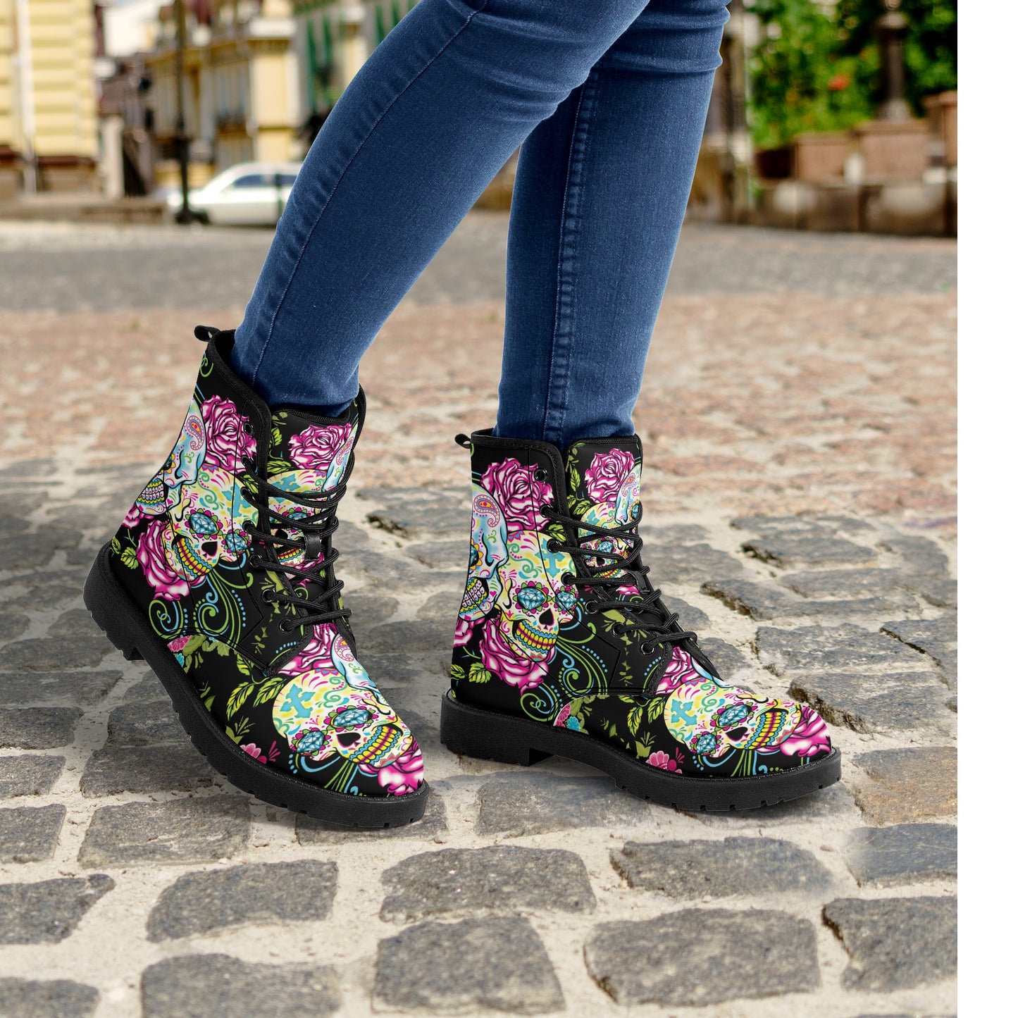 Skull boots, sugar skull boots, candy skull Halloween boots