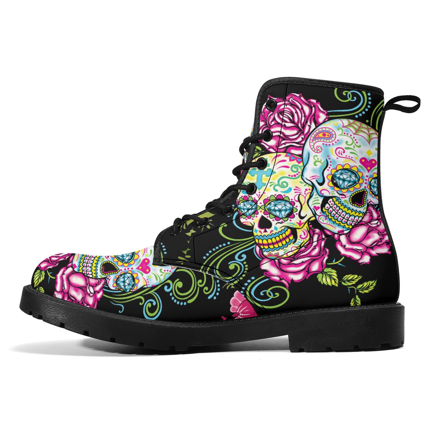 Skull boots, sugar skull boots, candy skull Halloween boots