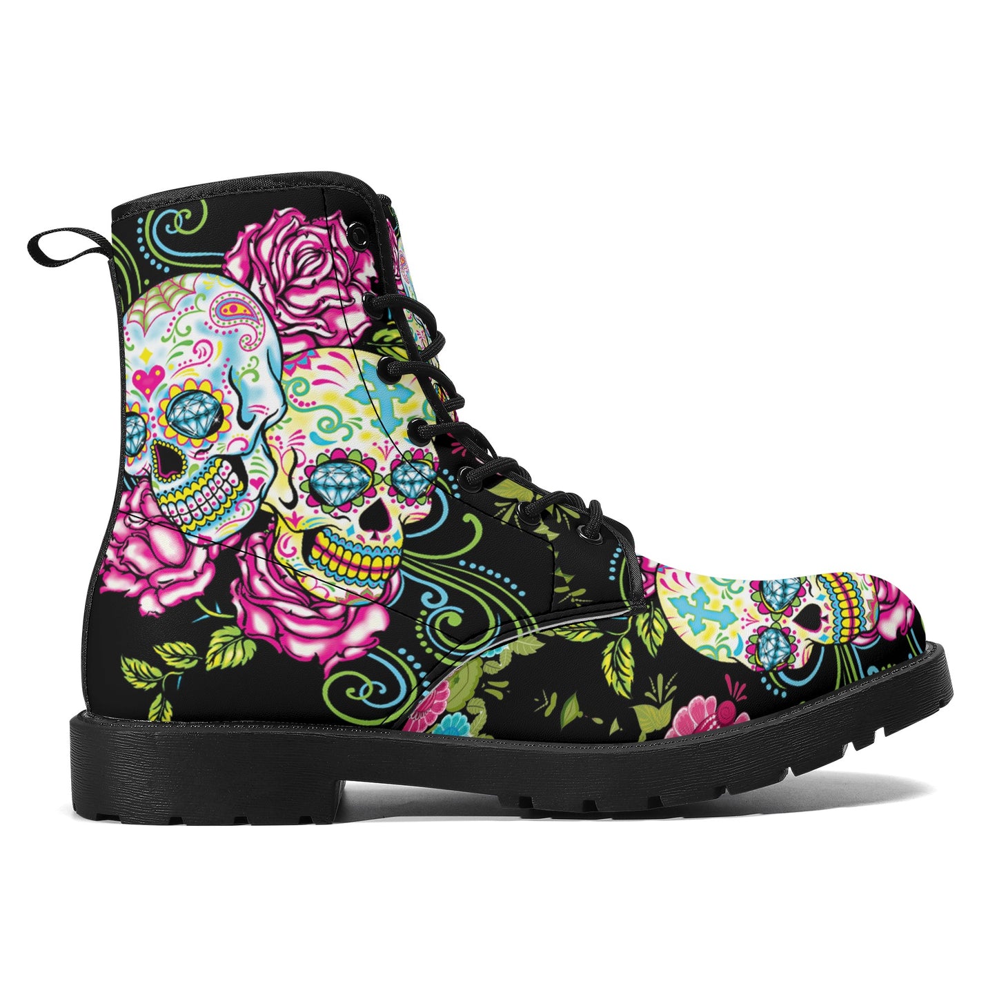 Skull boots, sugar skull boots, candy skull Halloween boots