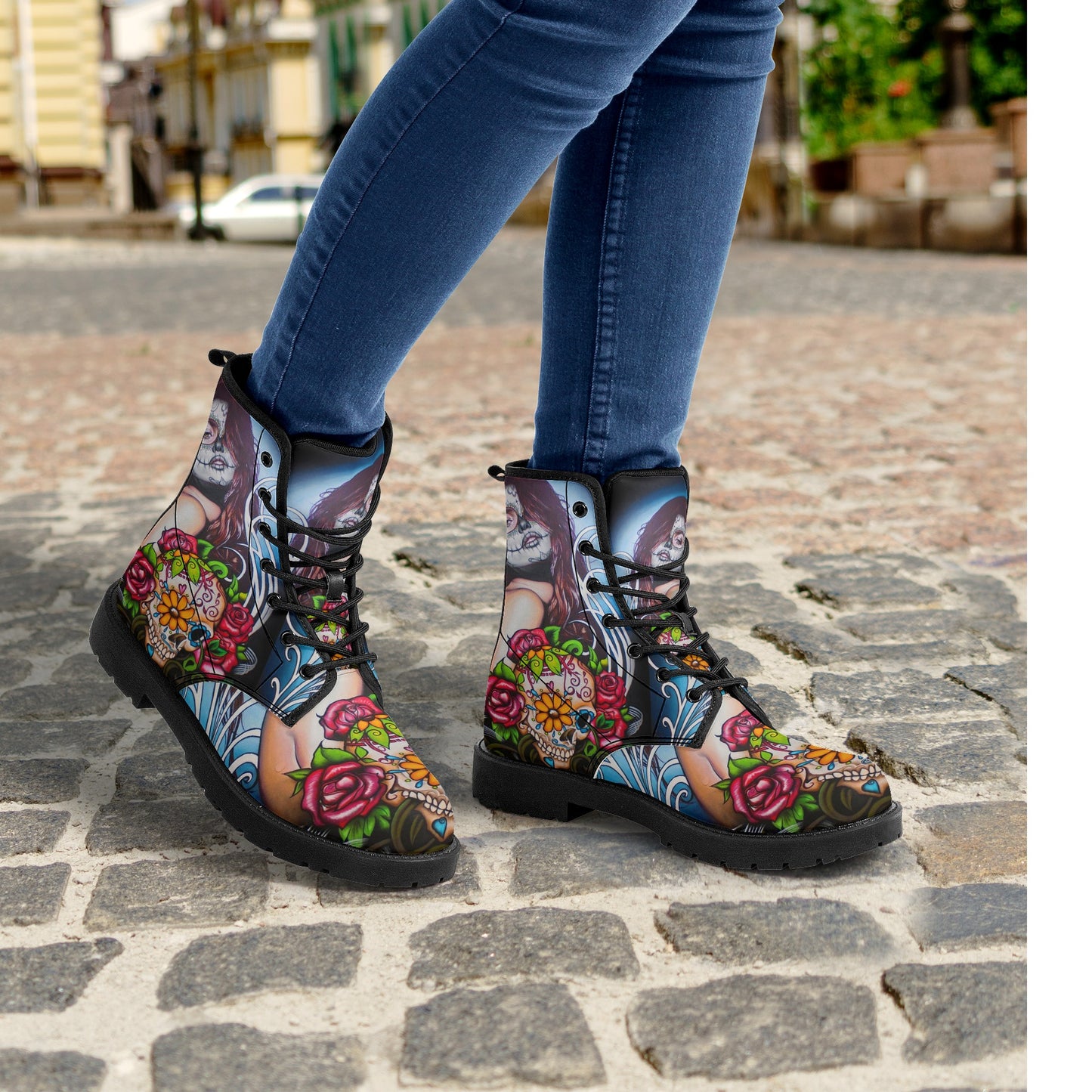 Skull boots, sugar skull boots, candy skull Halloween boots