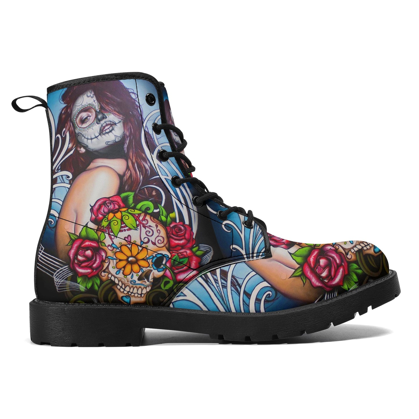 Skull boots, sugar skull boots, candy skull Halloween boots