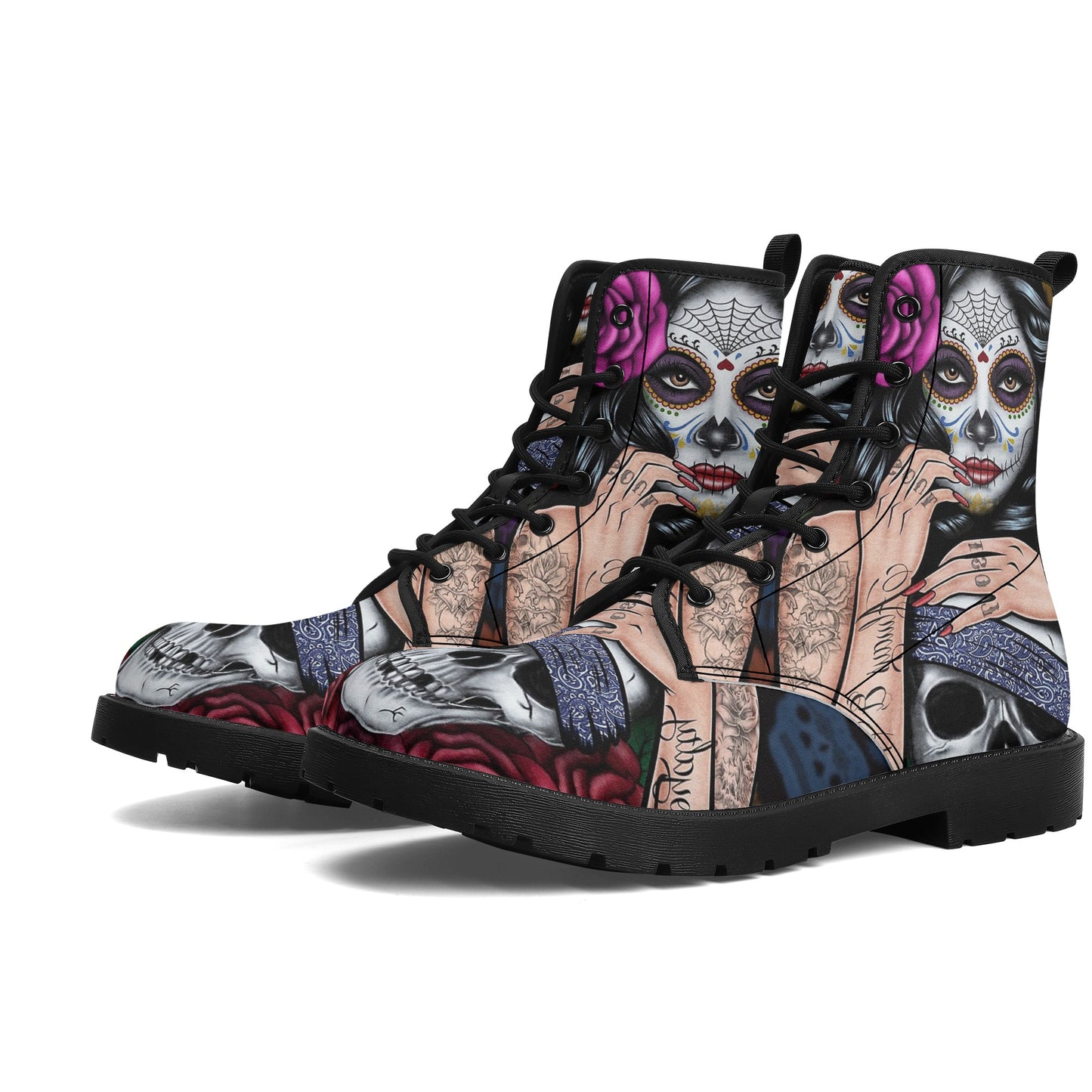 Skull boots, sugar skull boots, candy skull Halloween boots