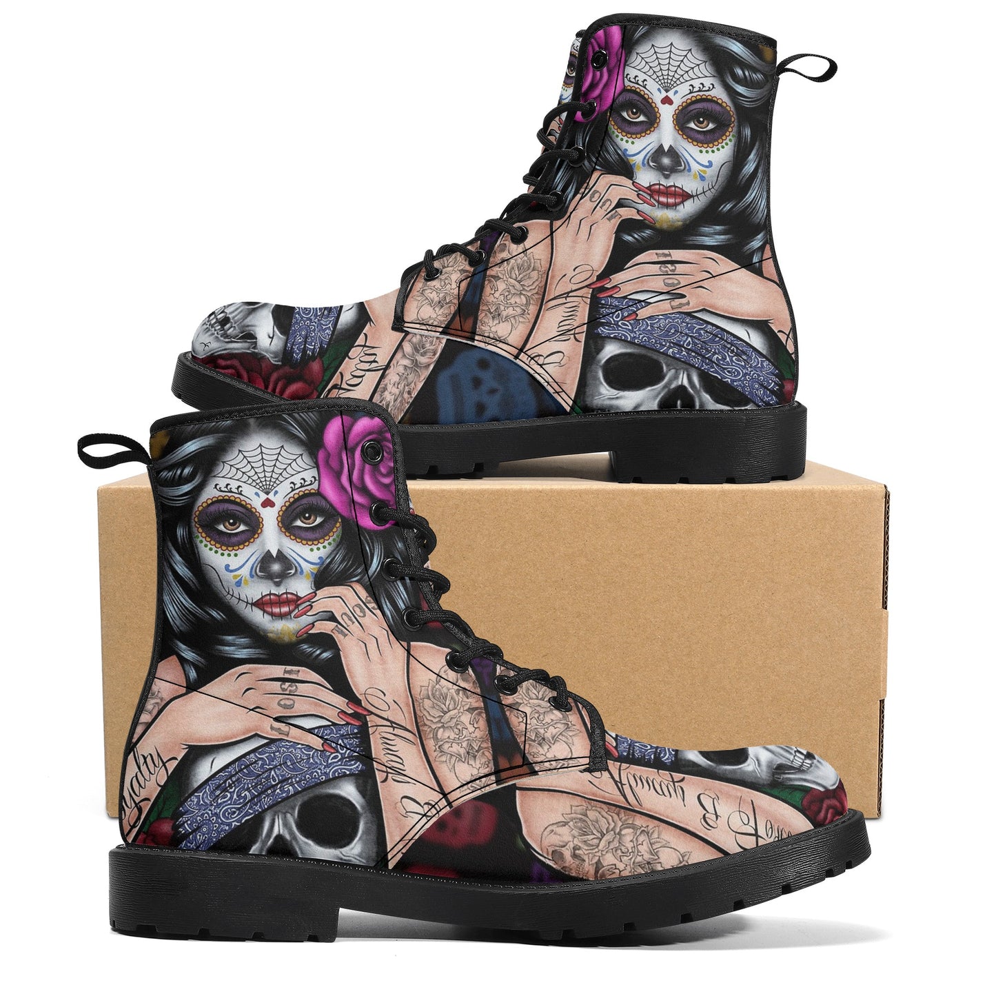 Skull boots, sugar skull boots, candy skull Halloween boots