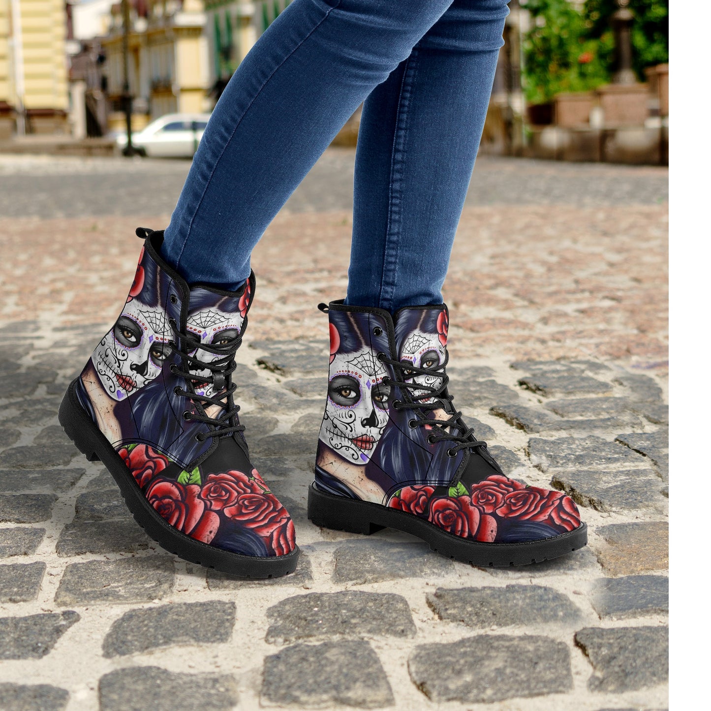 Skull boots, sugar skull boots, candy skull Halloween boots