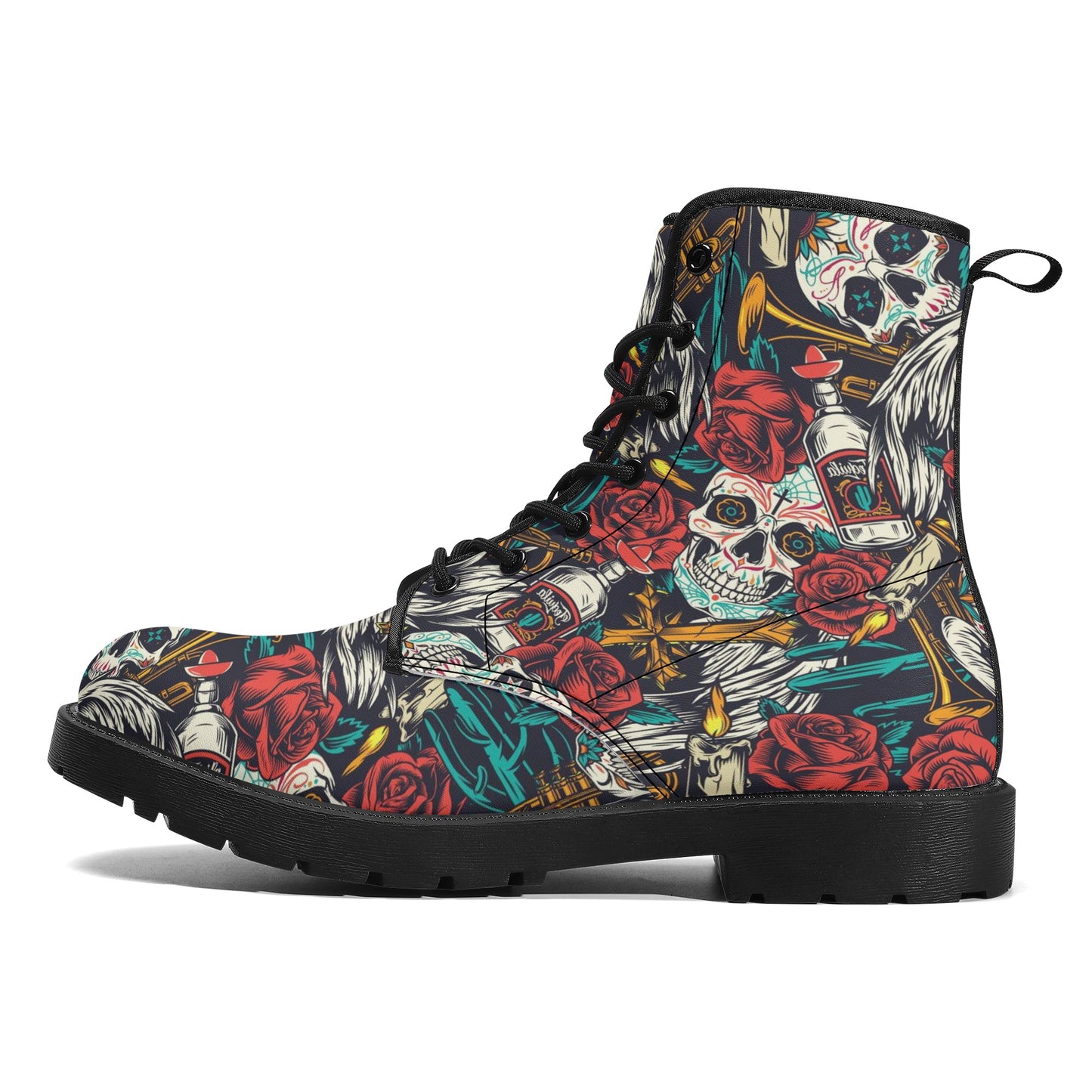 Skull boots, sugar skull boots, candy skull Halloween boots