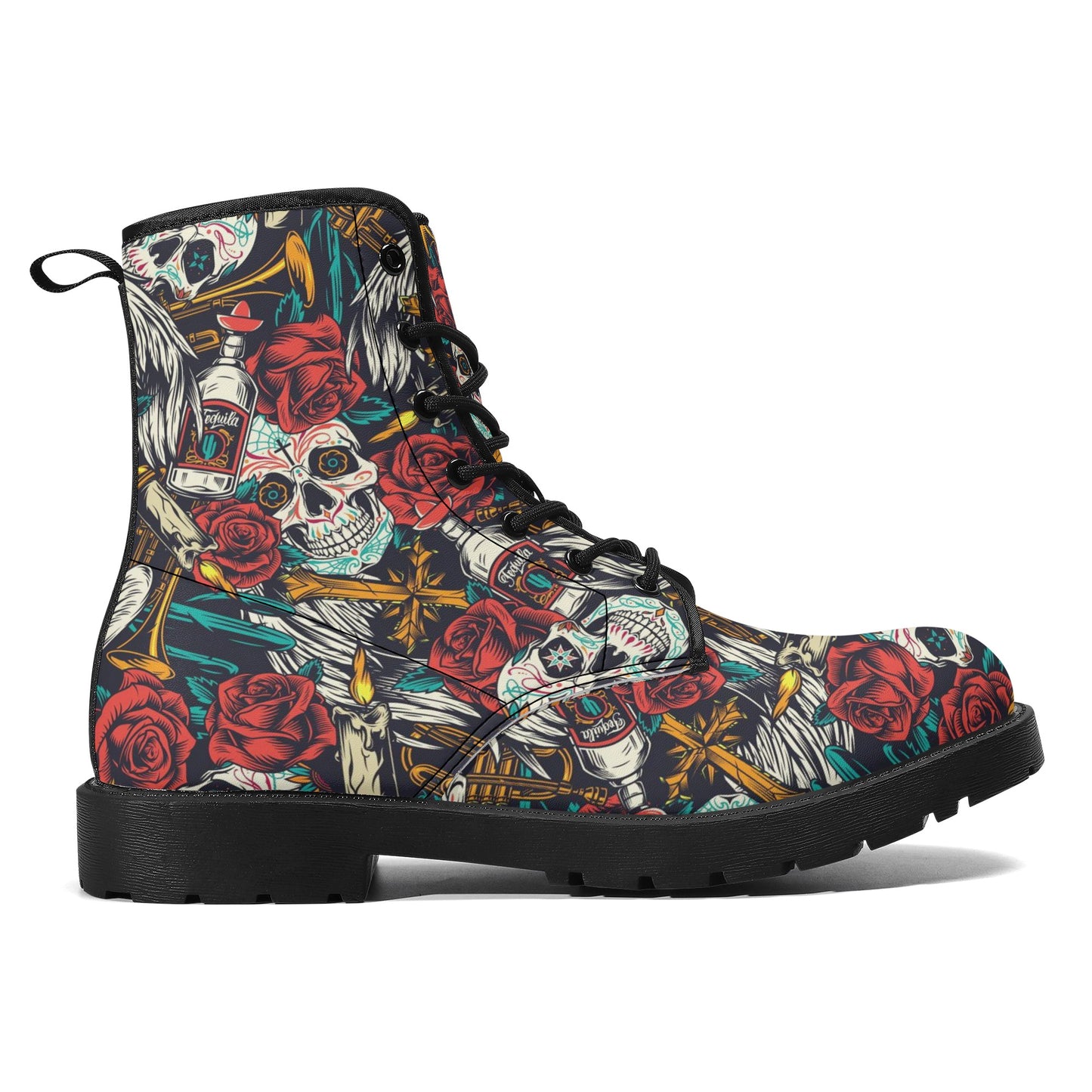 Skull boots, sugar skull boots, candy skull Halloween boots