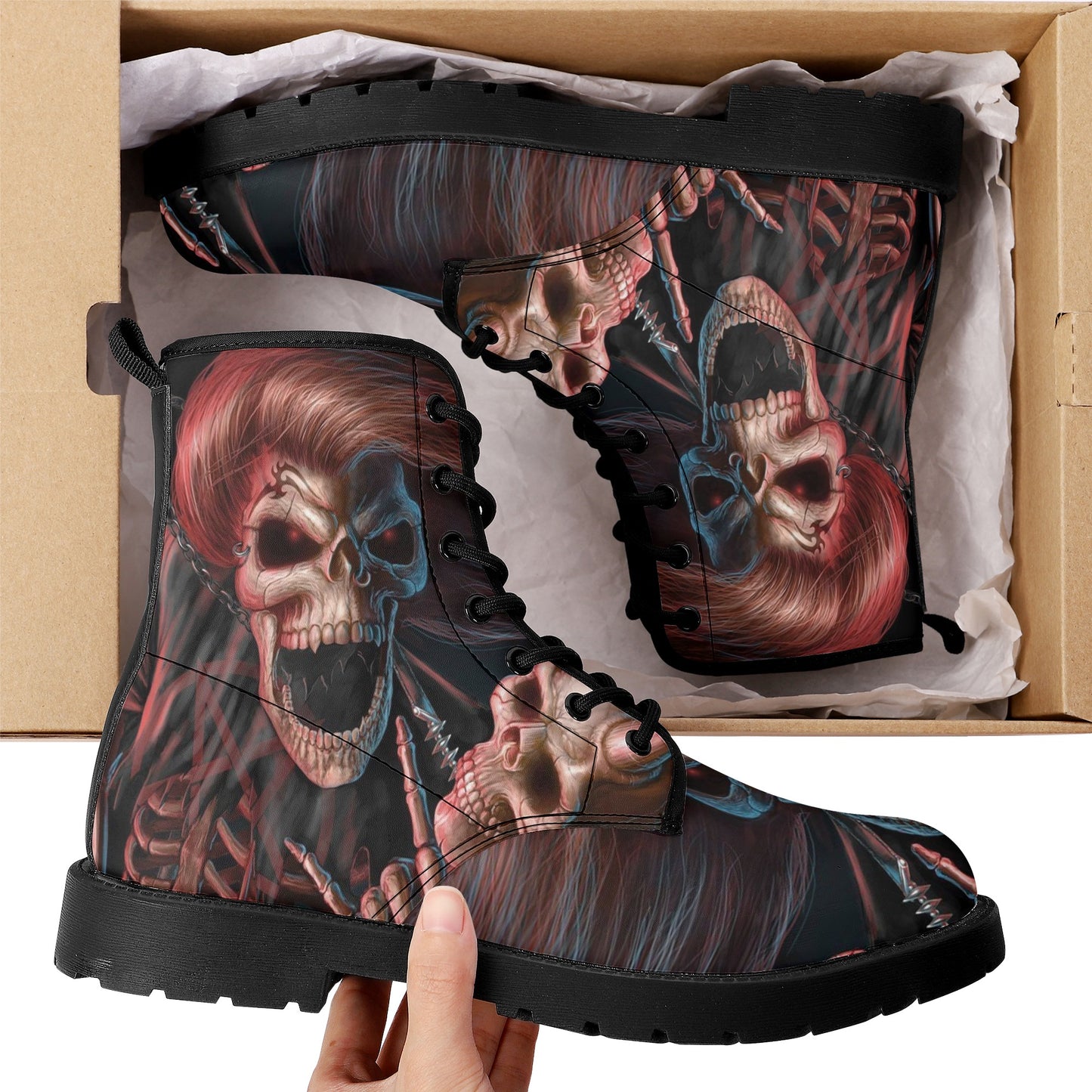 Skull Gothic Leather boots, Halloween boots, Candy Sugar skull boots