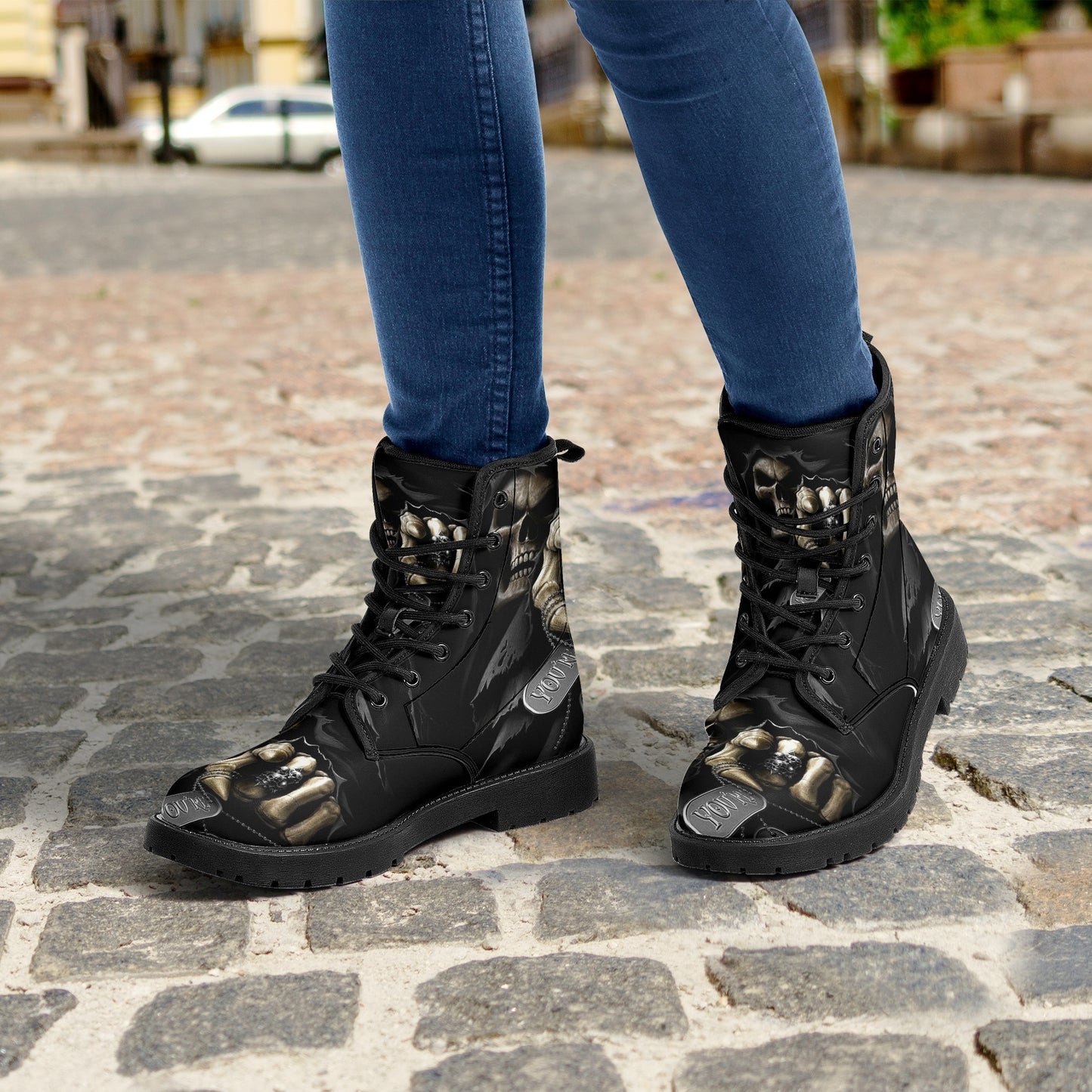 Skull Gothic Leather boots, Halloween boots, Candy Sugar skull boots