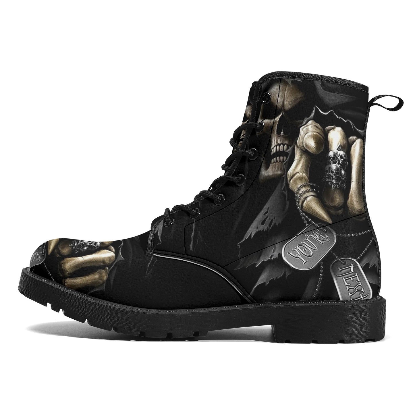 Skull Gothic Leather boots, Halloween boots, Candy Sugar skull boots