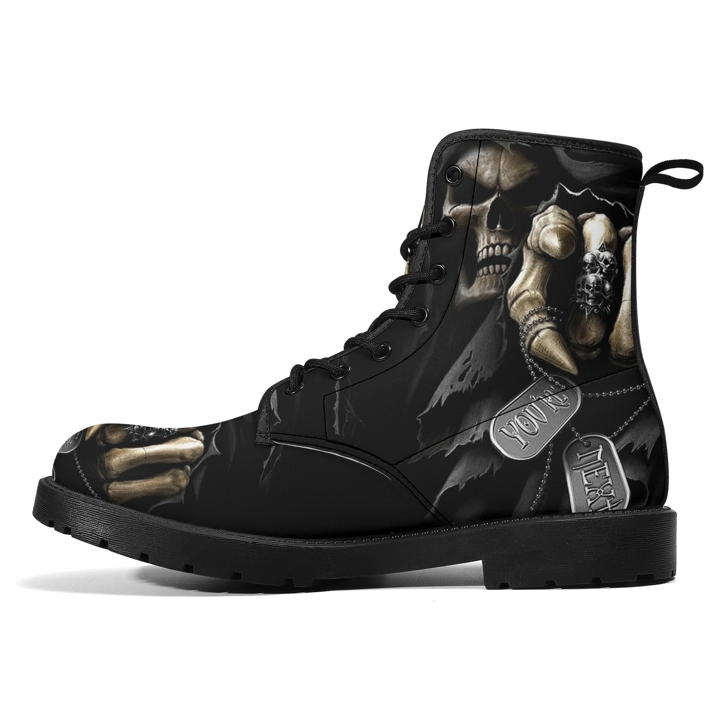 Skull Gothic Leather boots, Halloween boots, Candy Sugar skull boots