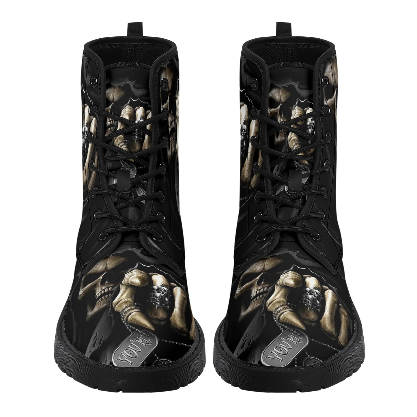 Skull Gothic Leather boots, Halloween boots, Candy Sugar skull boots