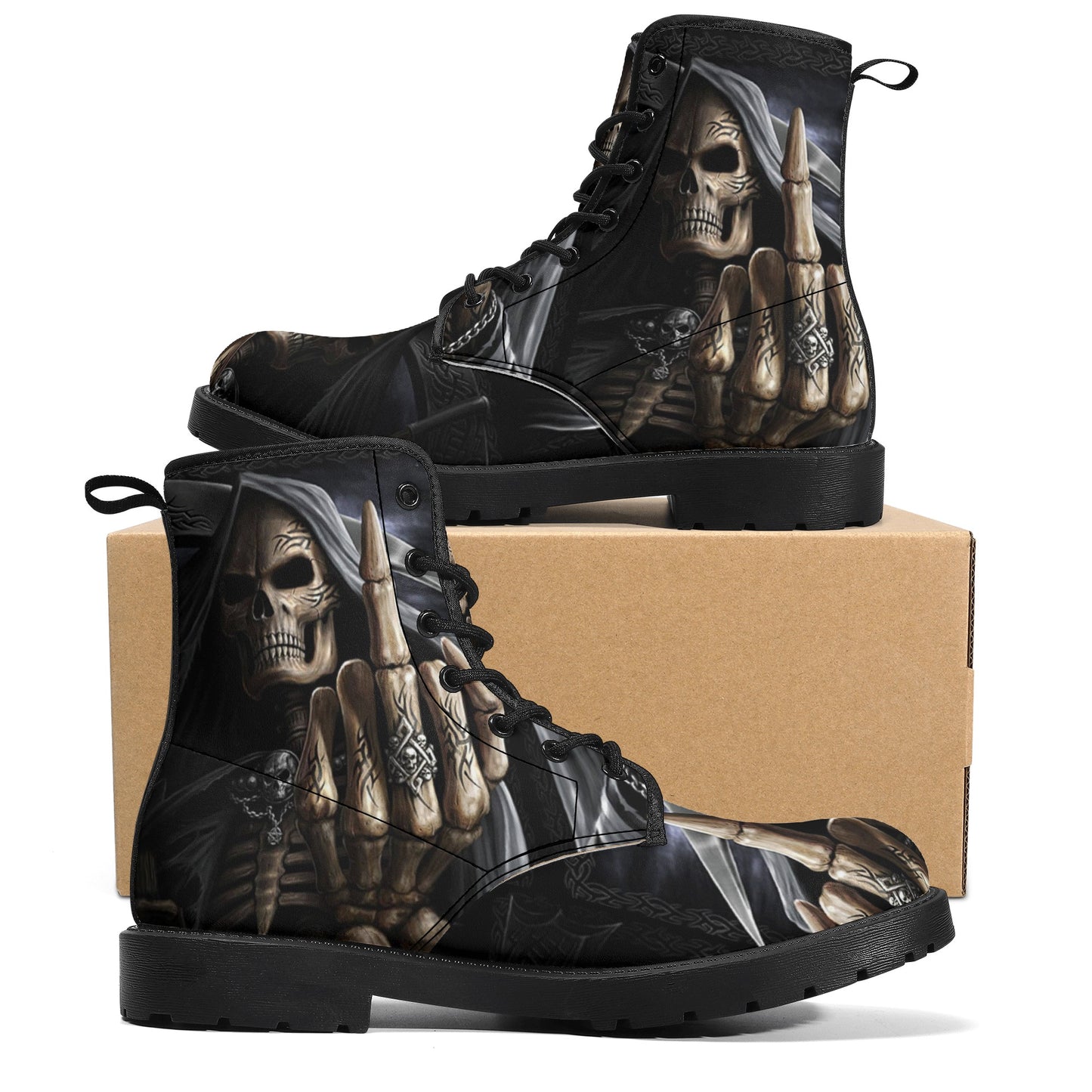 Skull Gothic Leather boots, Halloween boots, Candy Sugar skull boots
