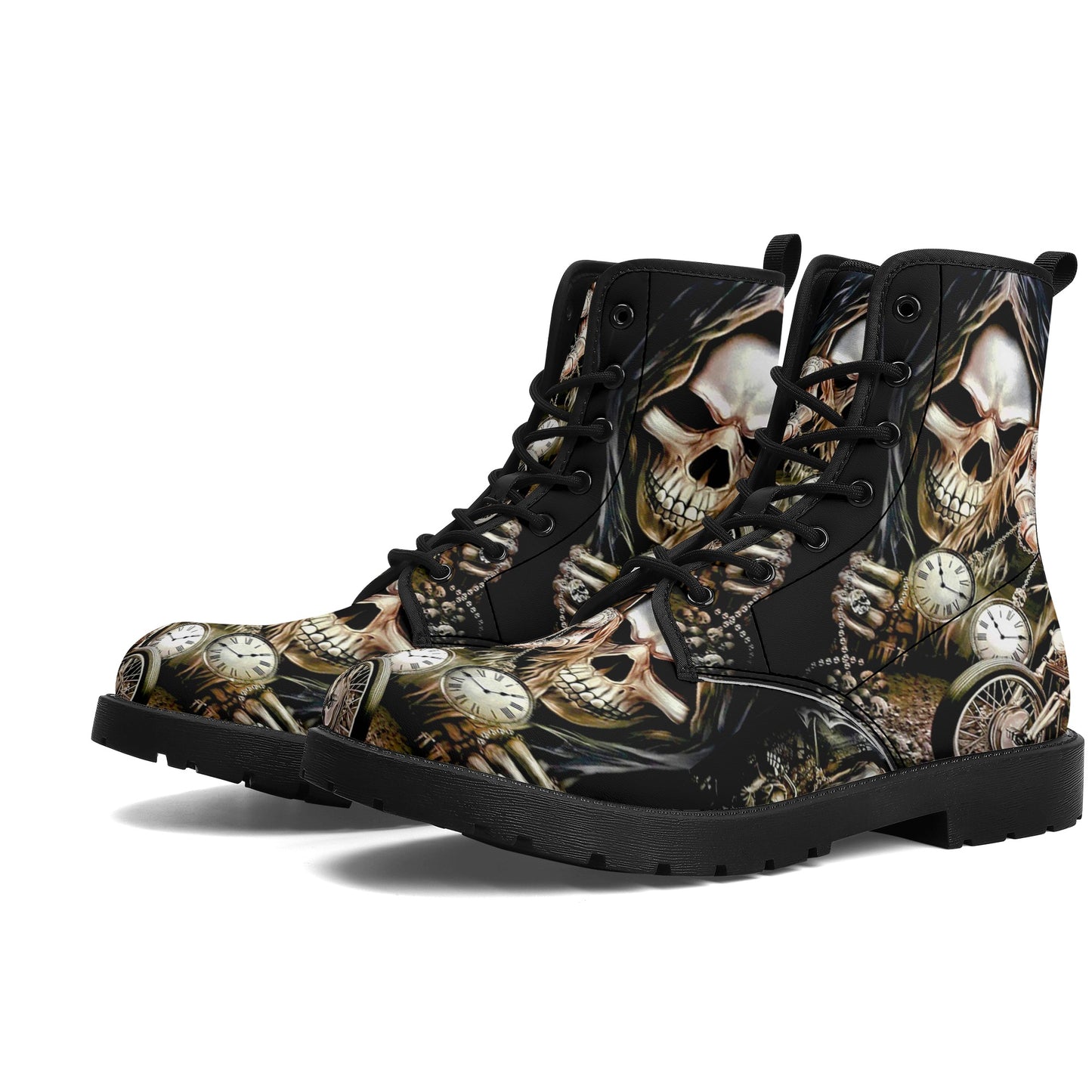 Skull Gothic Leather boots, Halloween boots, Candy Sugar skull boots