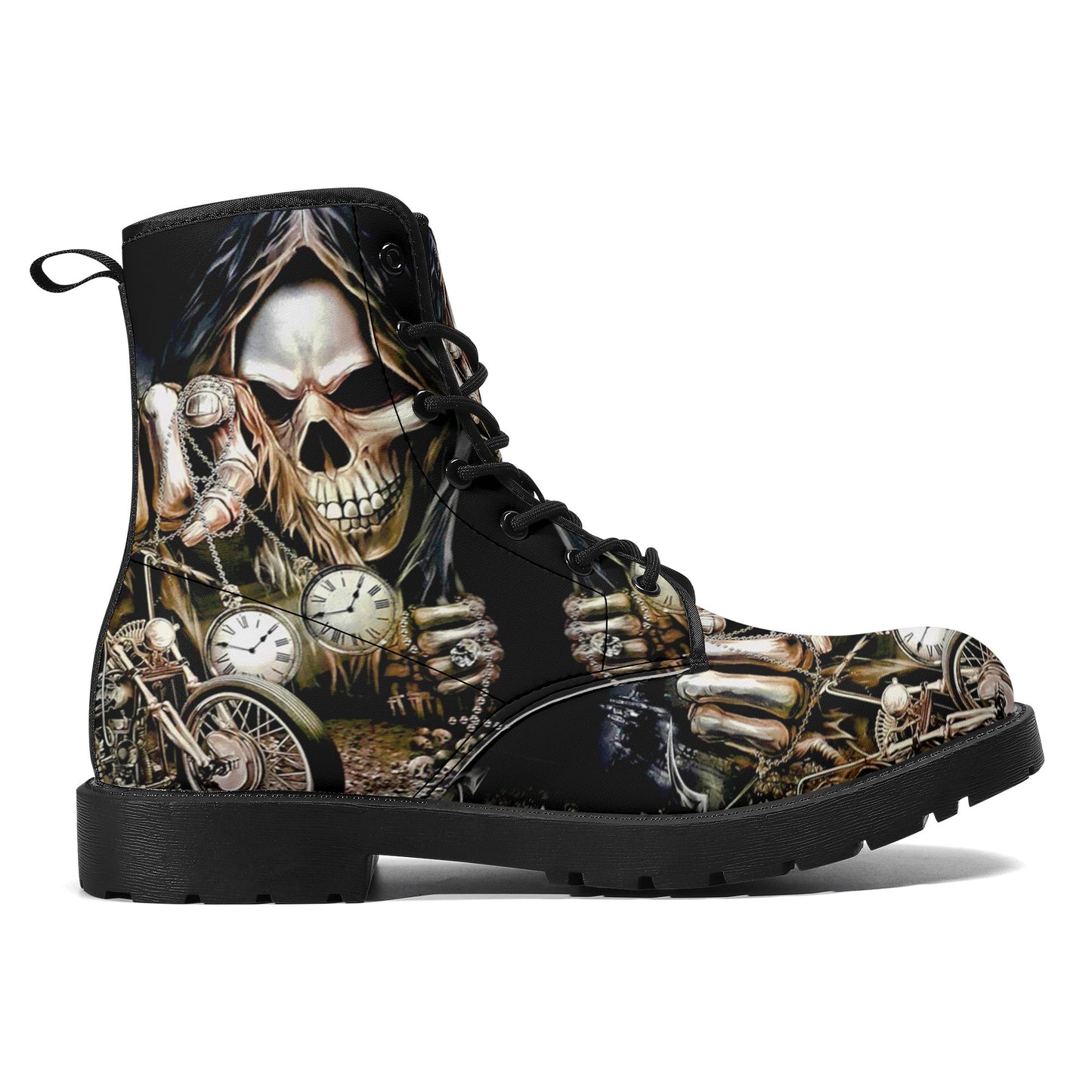 Skull Gothic Leather boots, Halloween boots, Candy Sugar skull boots