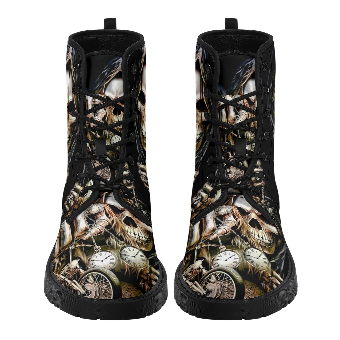 Skull Gothic Leather boots, Halloween boots, Candy Sugar skull boots