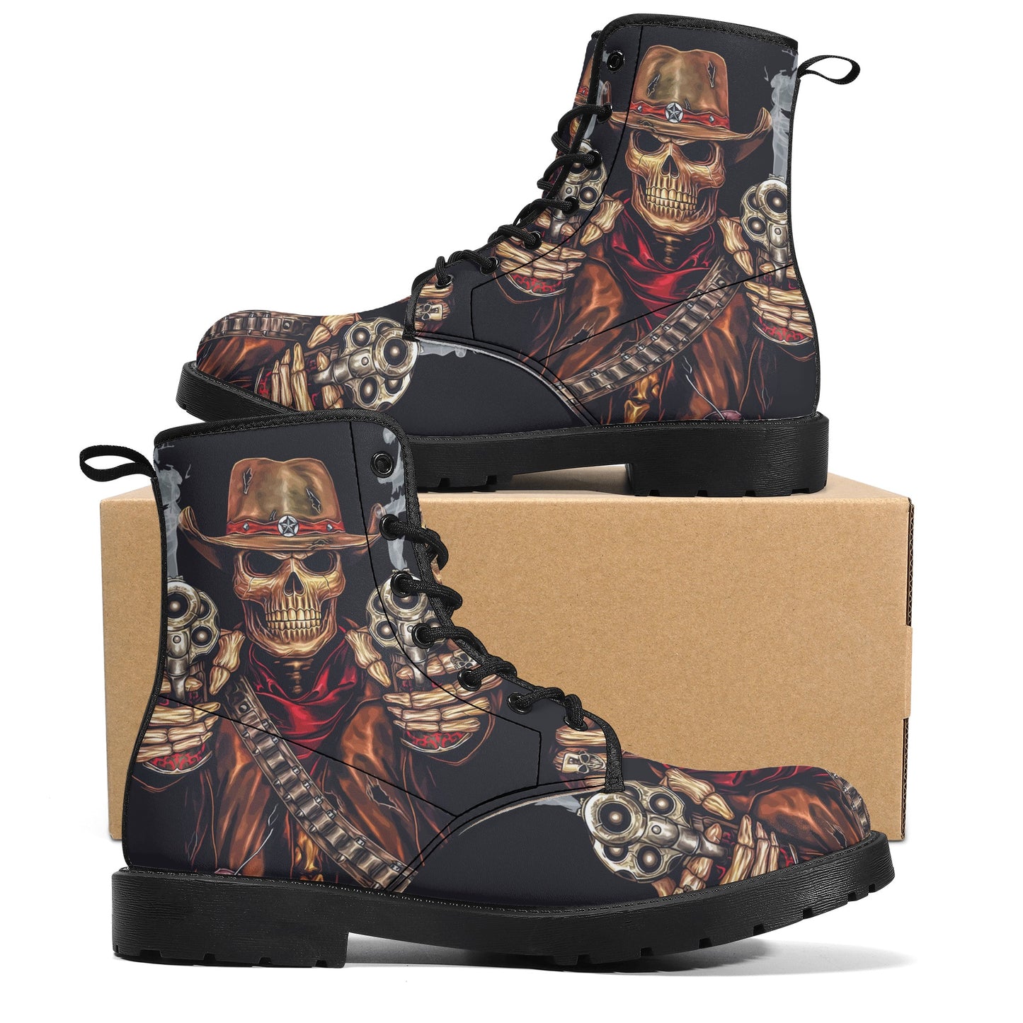 Skull Gothic Leather boots, Halloween boots, Candy Sugar skull boots