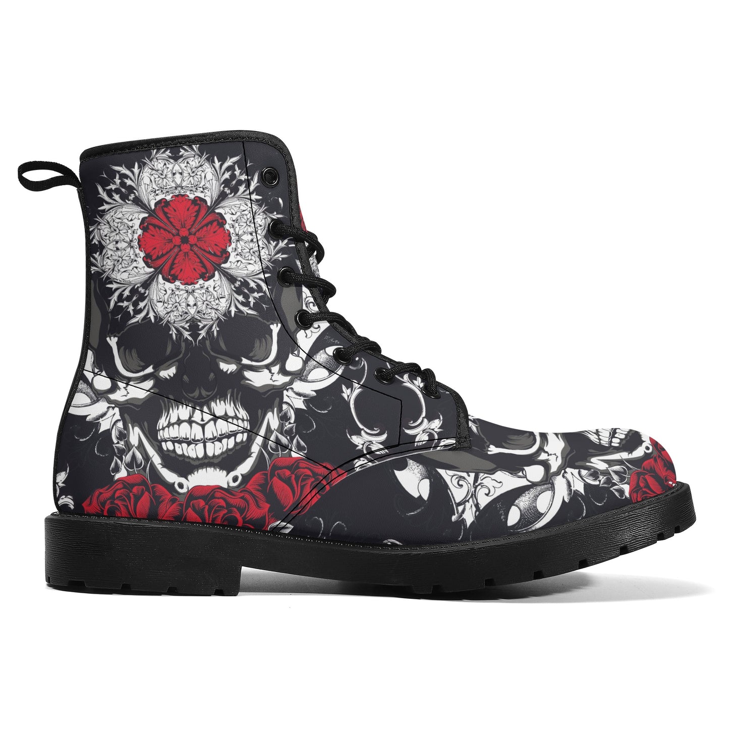 Skull Gothic Leather boots, Halloween boots, Candy Sugar skull boots