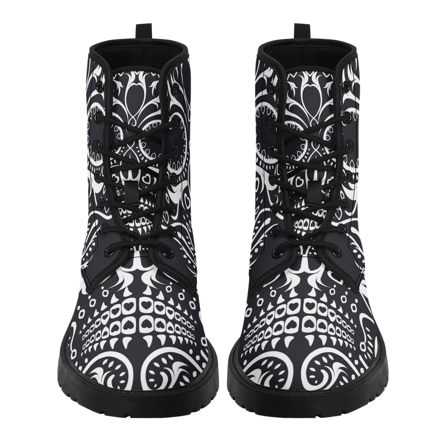 Skull Gothic Leather boots, Halloween boots, Candy Sugar skull boots