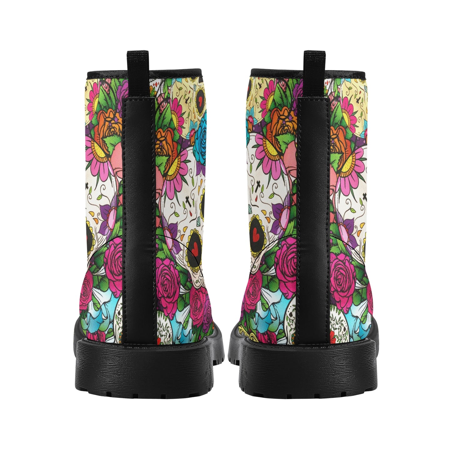 Skull Gothic Leather boots, Halloween boots, Candy Sugar skull boots