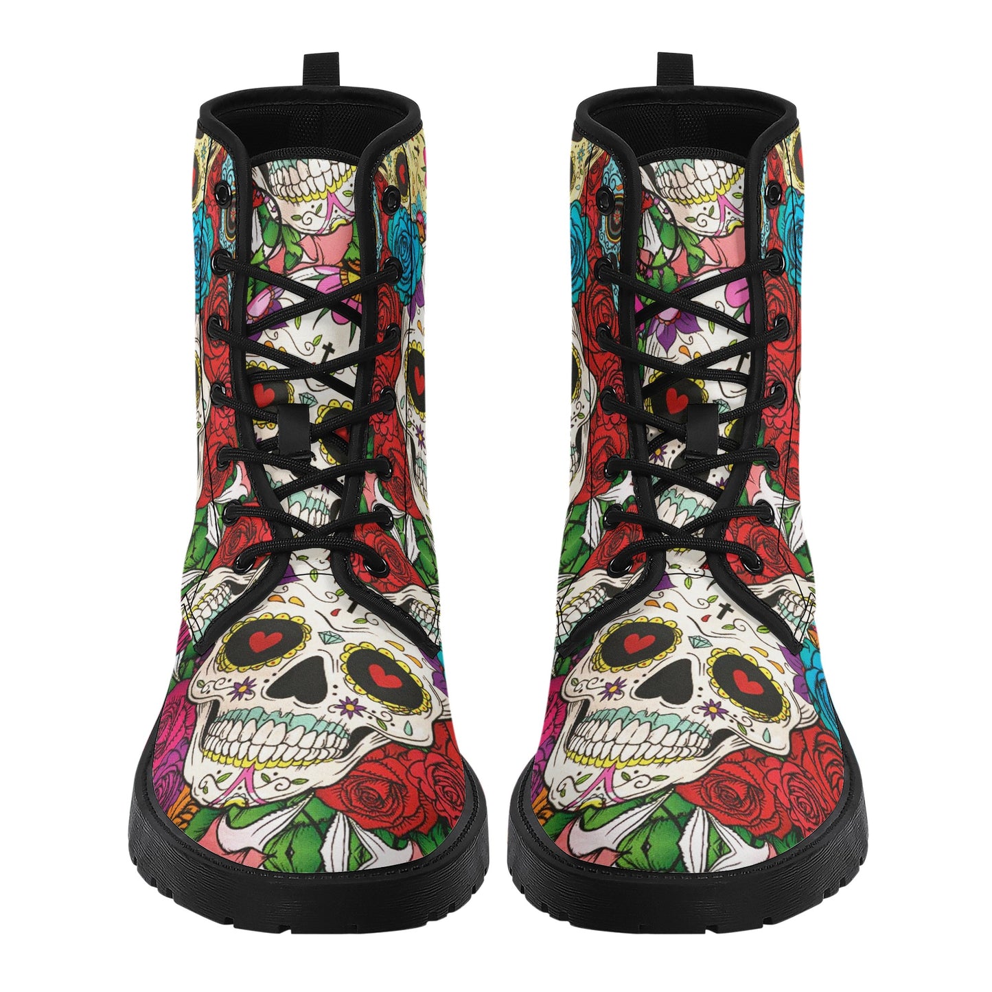 Skull Gothic Leather boots, Halloween boots, Candy Sugar skull boots