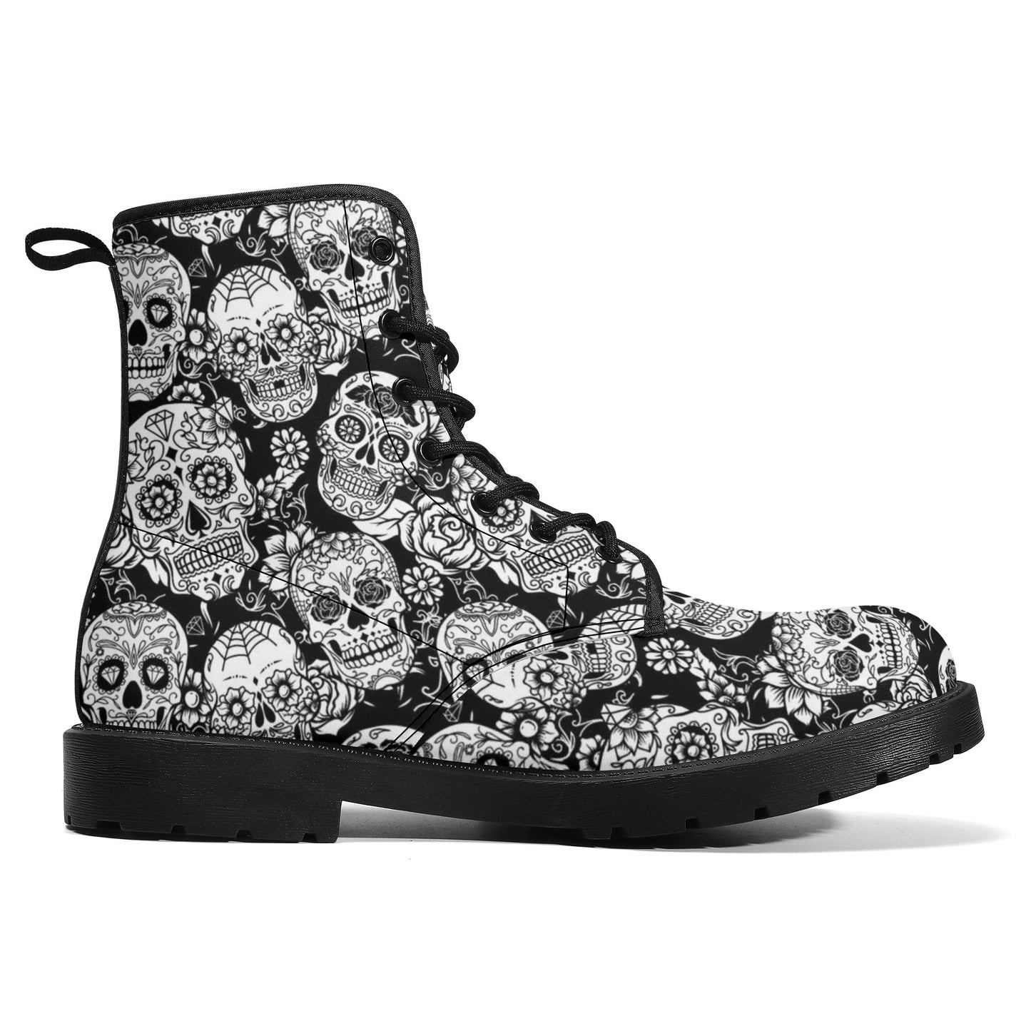 Skull Gothic Leather boots, Halloween boots, Candy Sugar skull boots