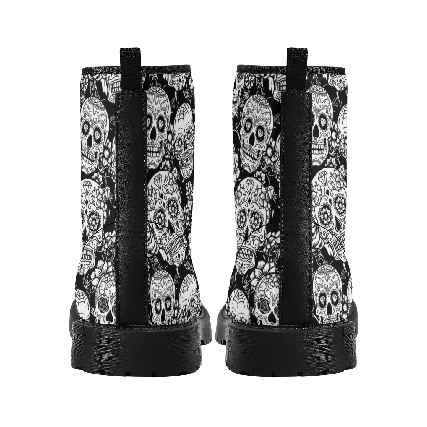 Skull Gothic Leather boots, Halloween boots, Candy Sugar skull boots