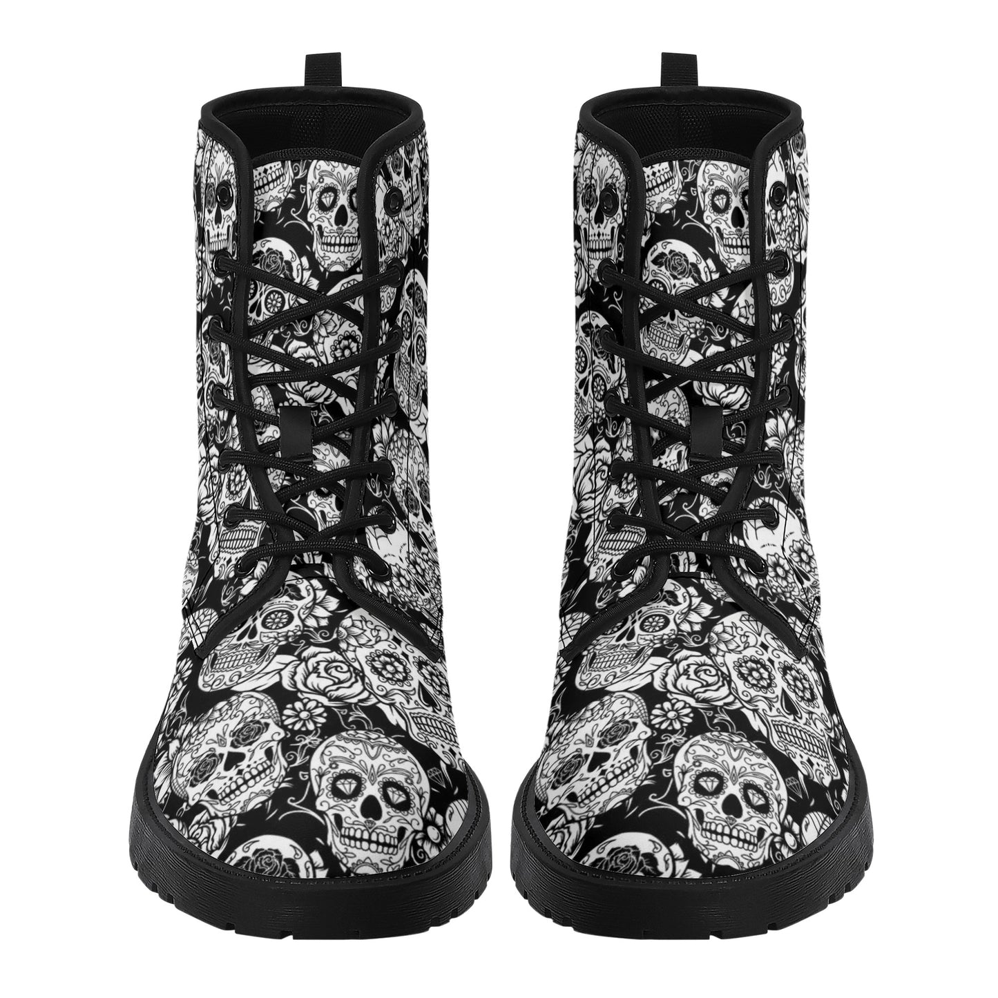 Skull Gothic Leather boots, Halloween boots, Candy Sugar skull boots