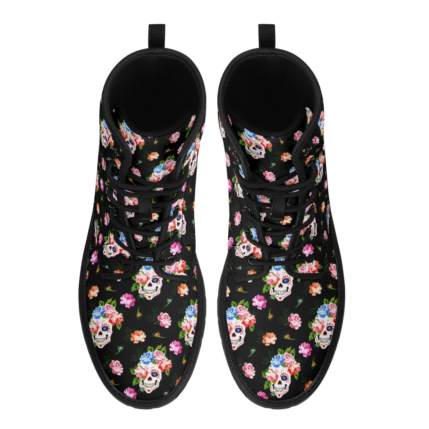 Skull Gothic Leather boots, Halloween boots, Candy Sugar skull boots