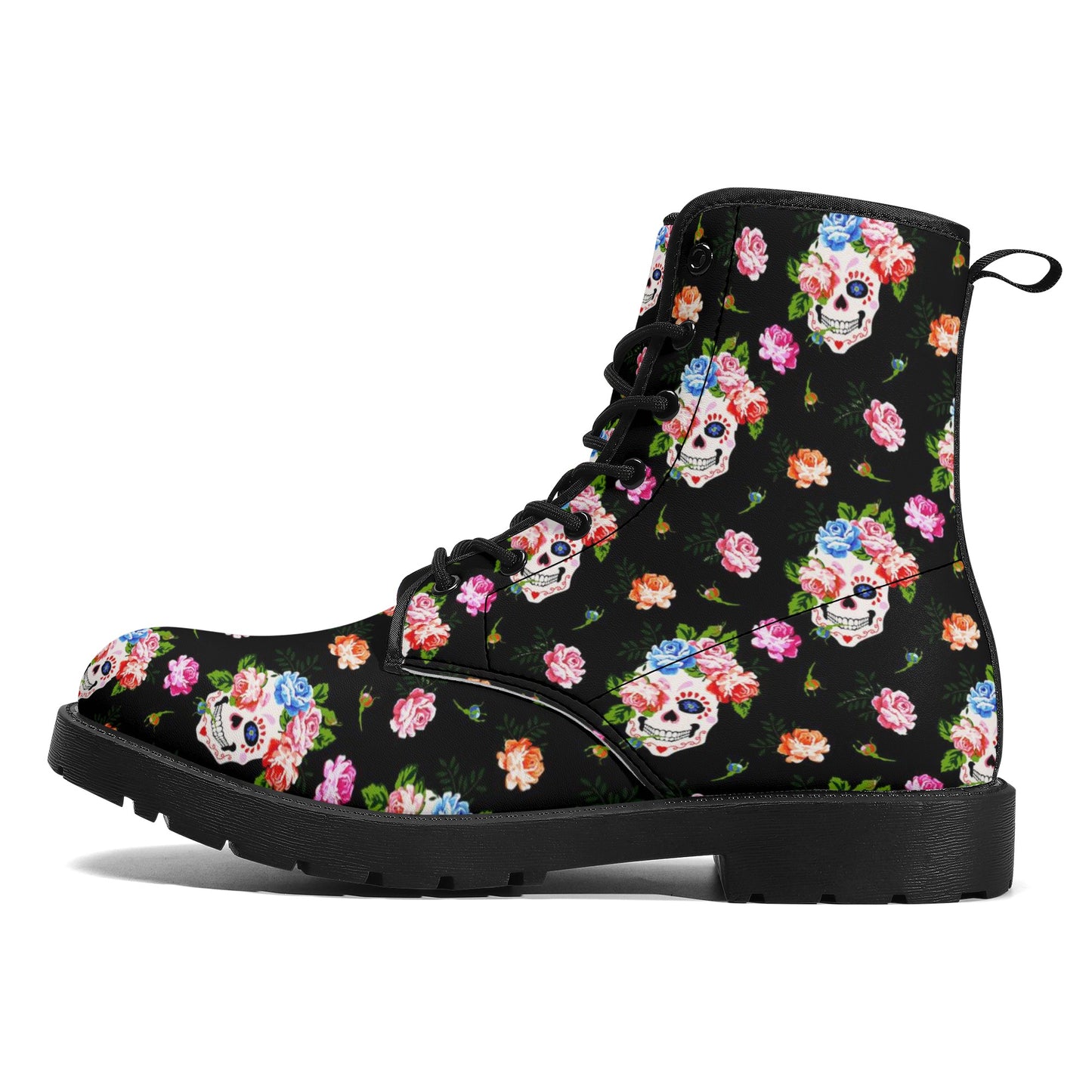 Skull Gothic Leather boots, Halloween boots, Candy Sugar skull boots