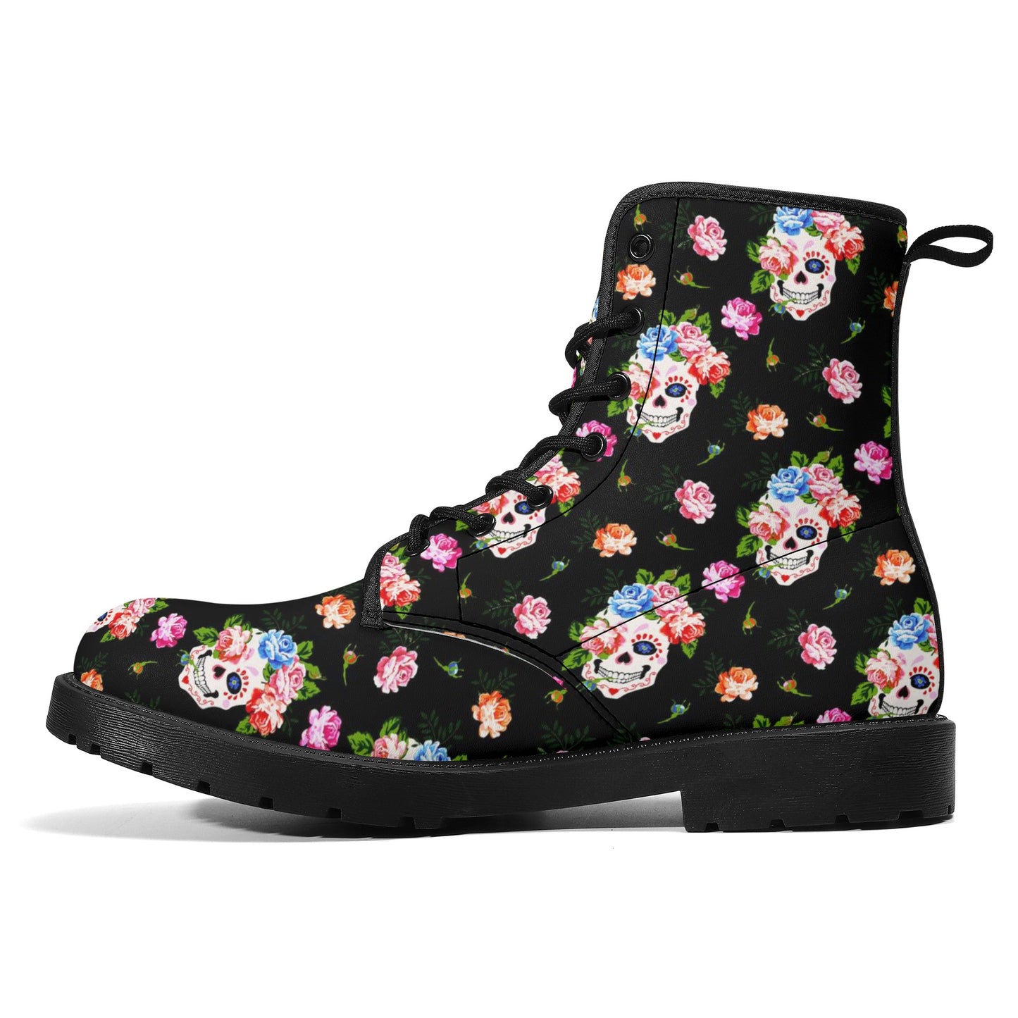 Skull Gothic Leather boots, Halloween boots, Candy Sugar skull boots