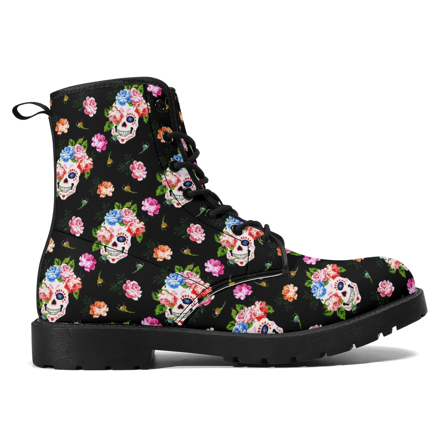 Skull Gothic Leather boots, Halloween boots, Candy Sugar skull boots