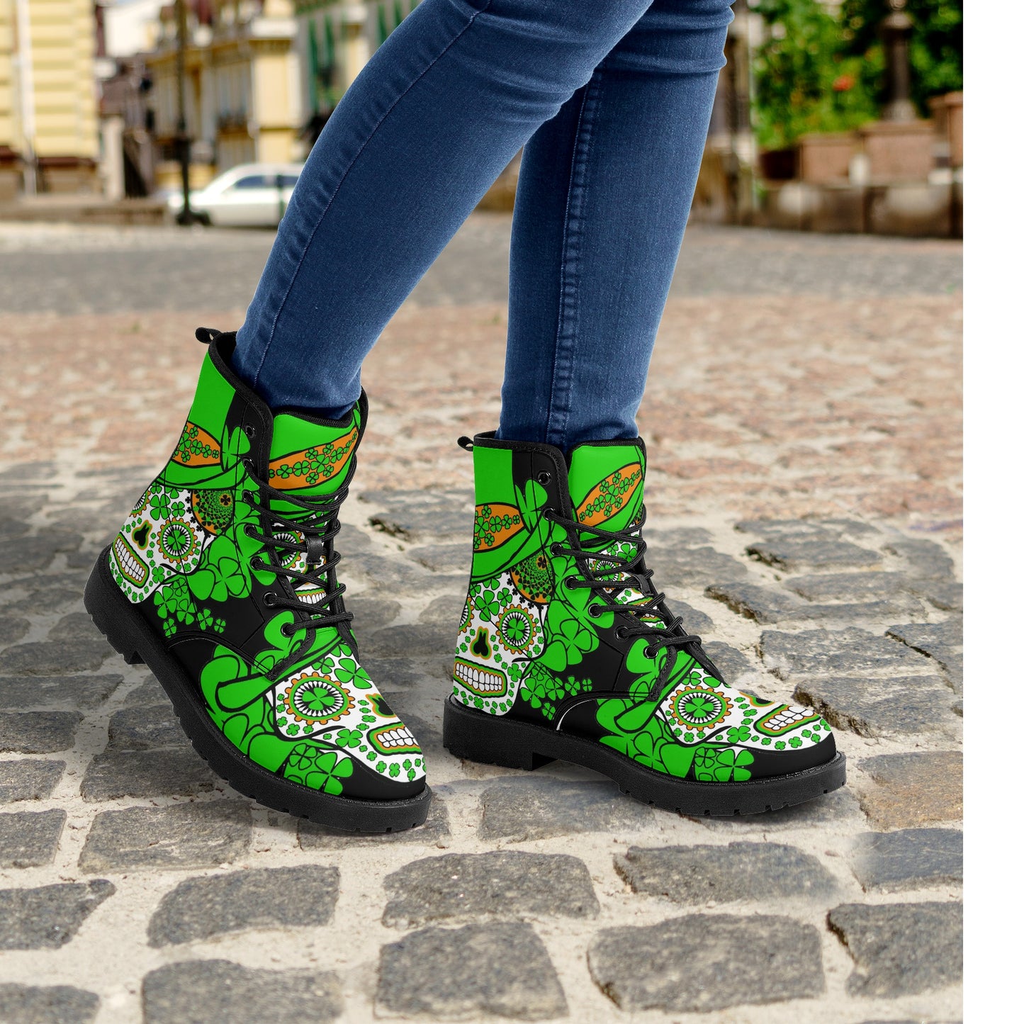 Skull Gothic Leather boots, Halloween boots, Candy Sugar skull boots