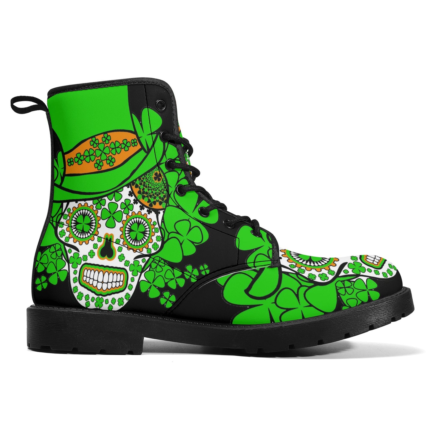 Skull Gothic Leather boots, Halloween boots, Candy Sugar skull boots