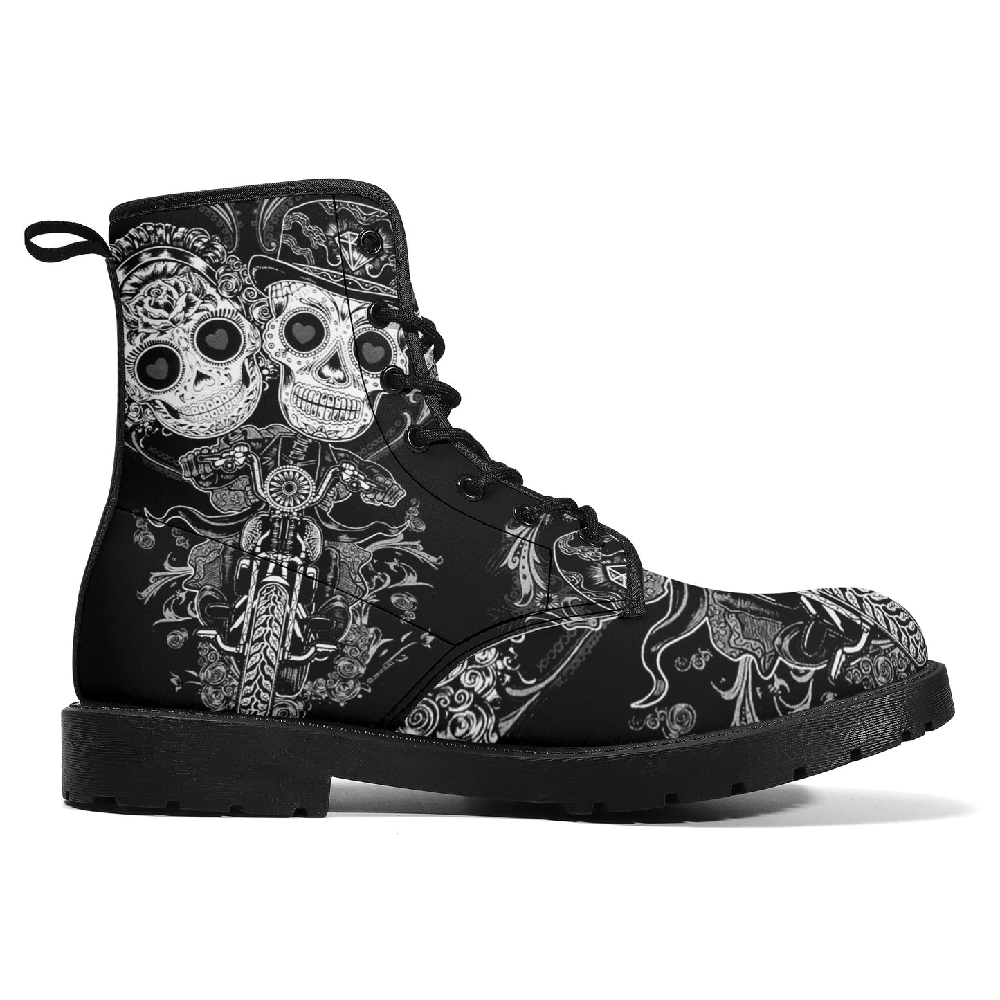 Skull Gothic Leather boots, Halloween boots, Candy Sugar skull boots