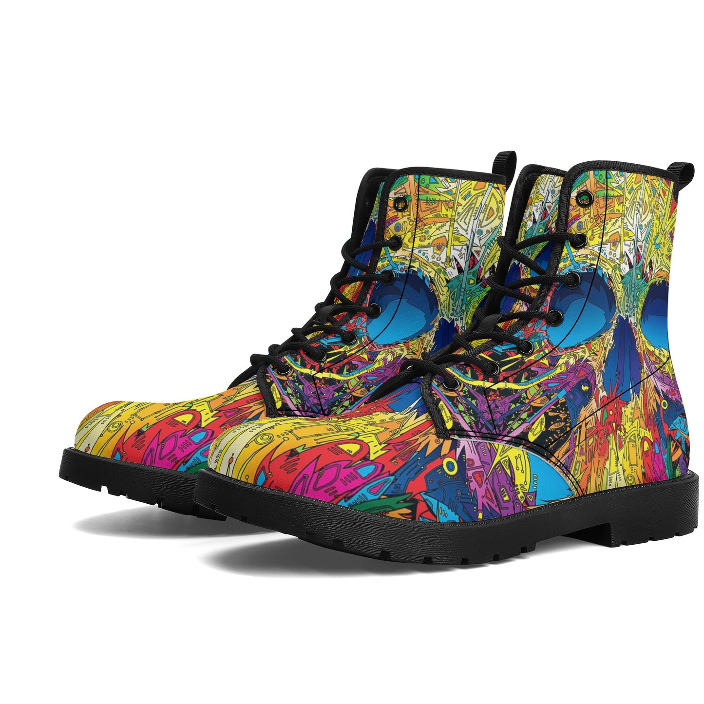 Skull Gothic Leather boots, Halloween boots, Candy Sugar skull boots