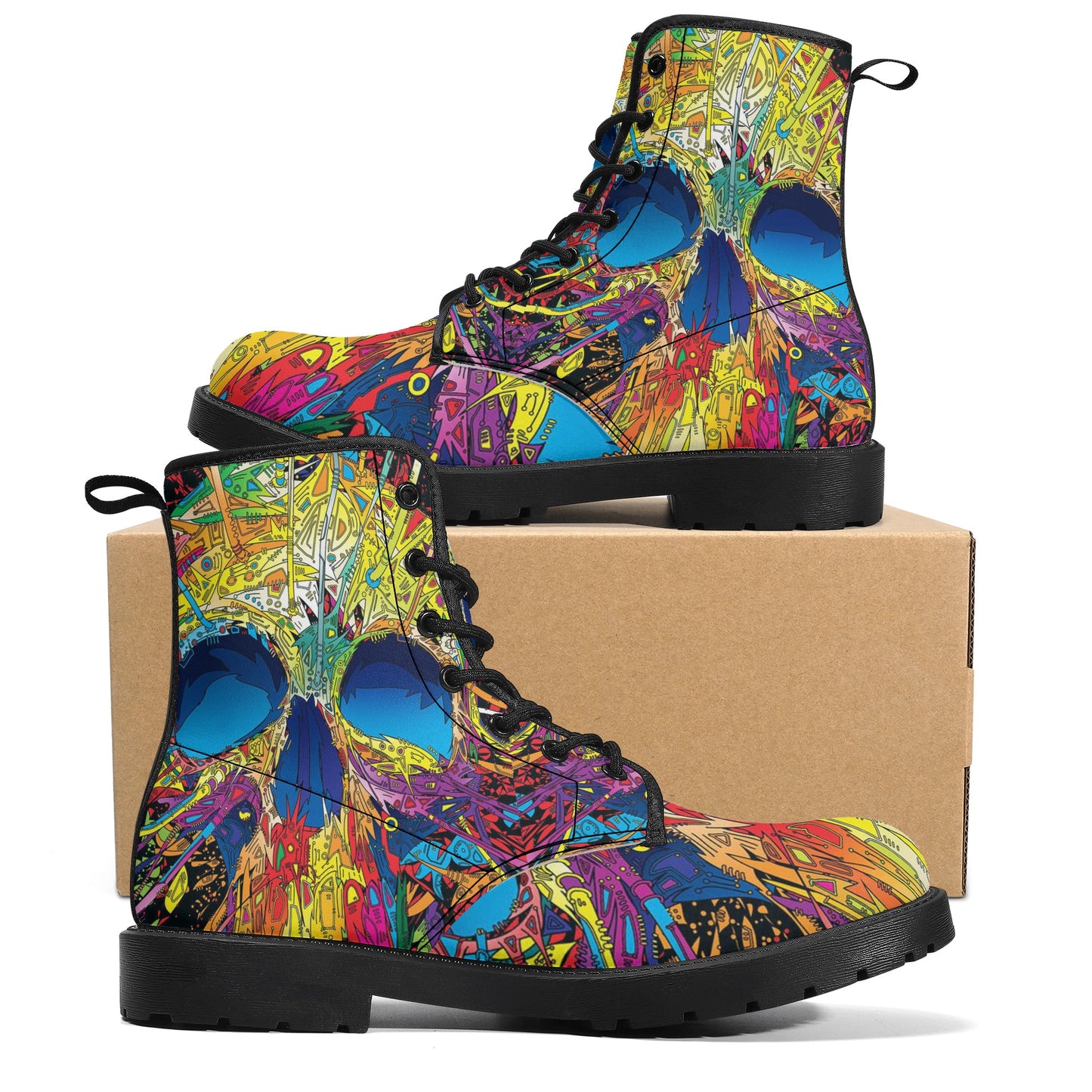 Skull Gothic Leather boots, Halloween boots, Candy Sugar skull boots