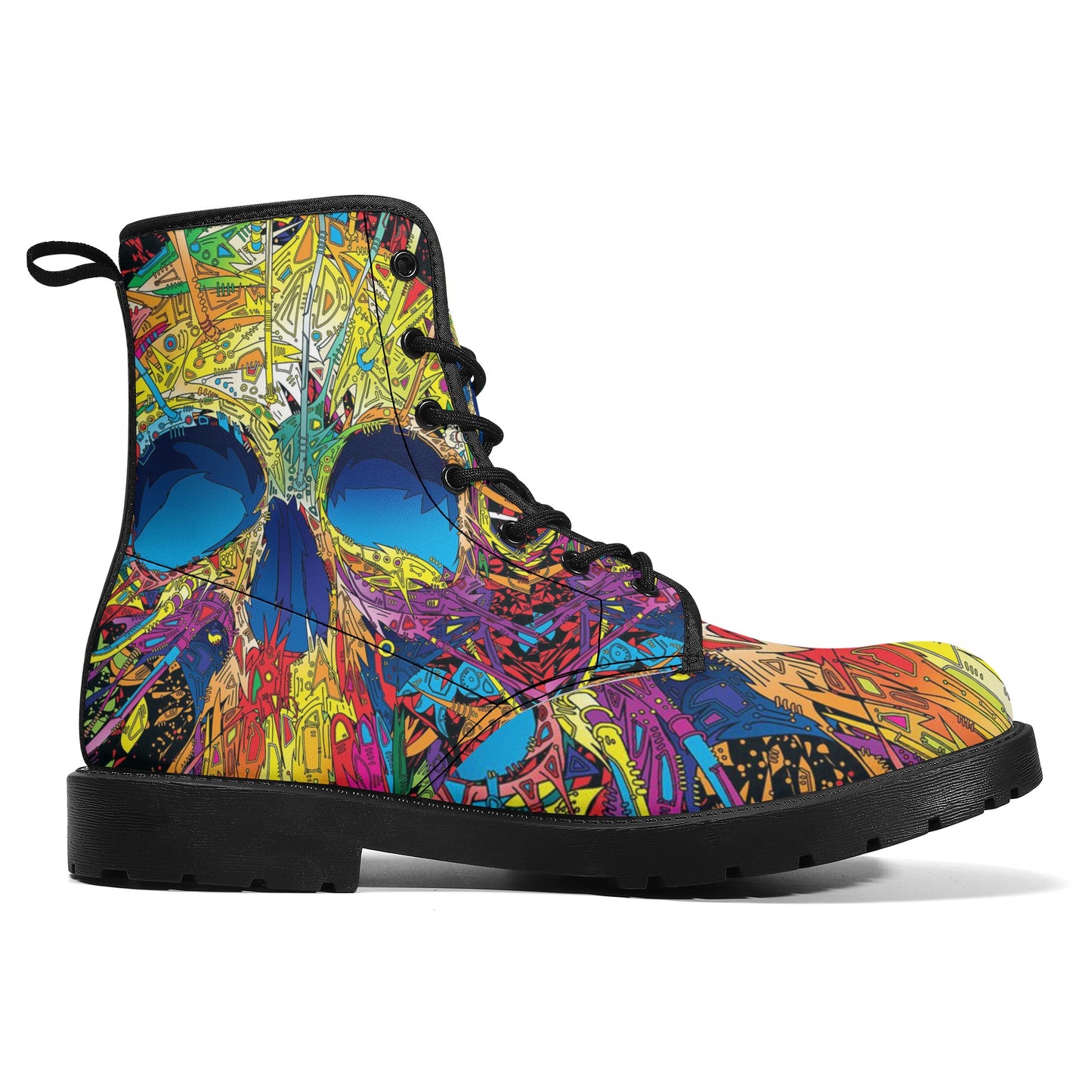 Skull Gothic Leather boots, Halloween boots, Candy Sugar skull boots